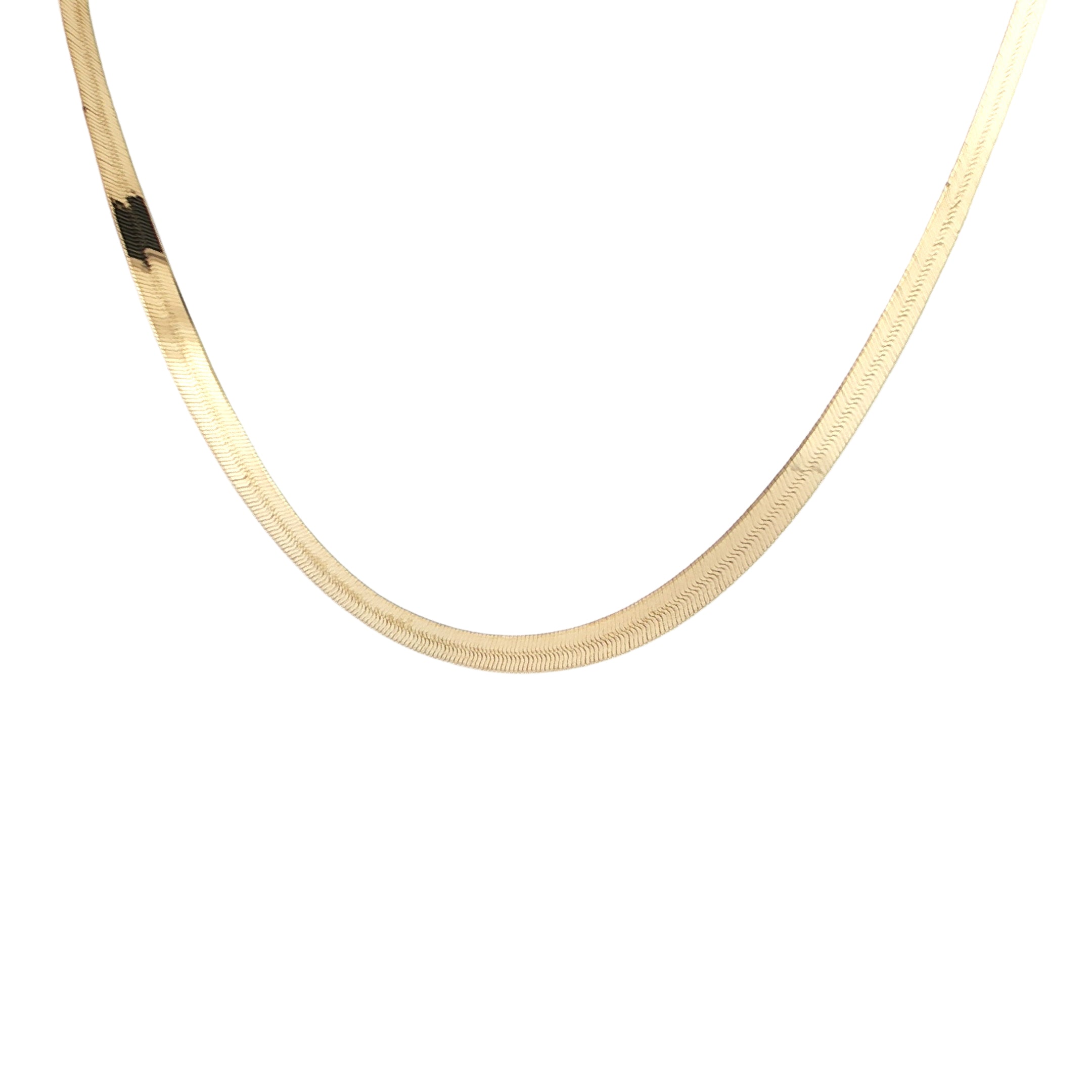 10K Yellow Gold Herringbone Chain Necklace - 7mm