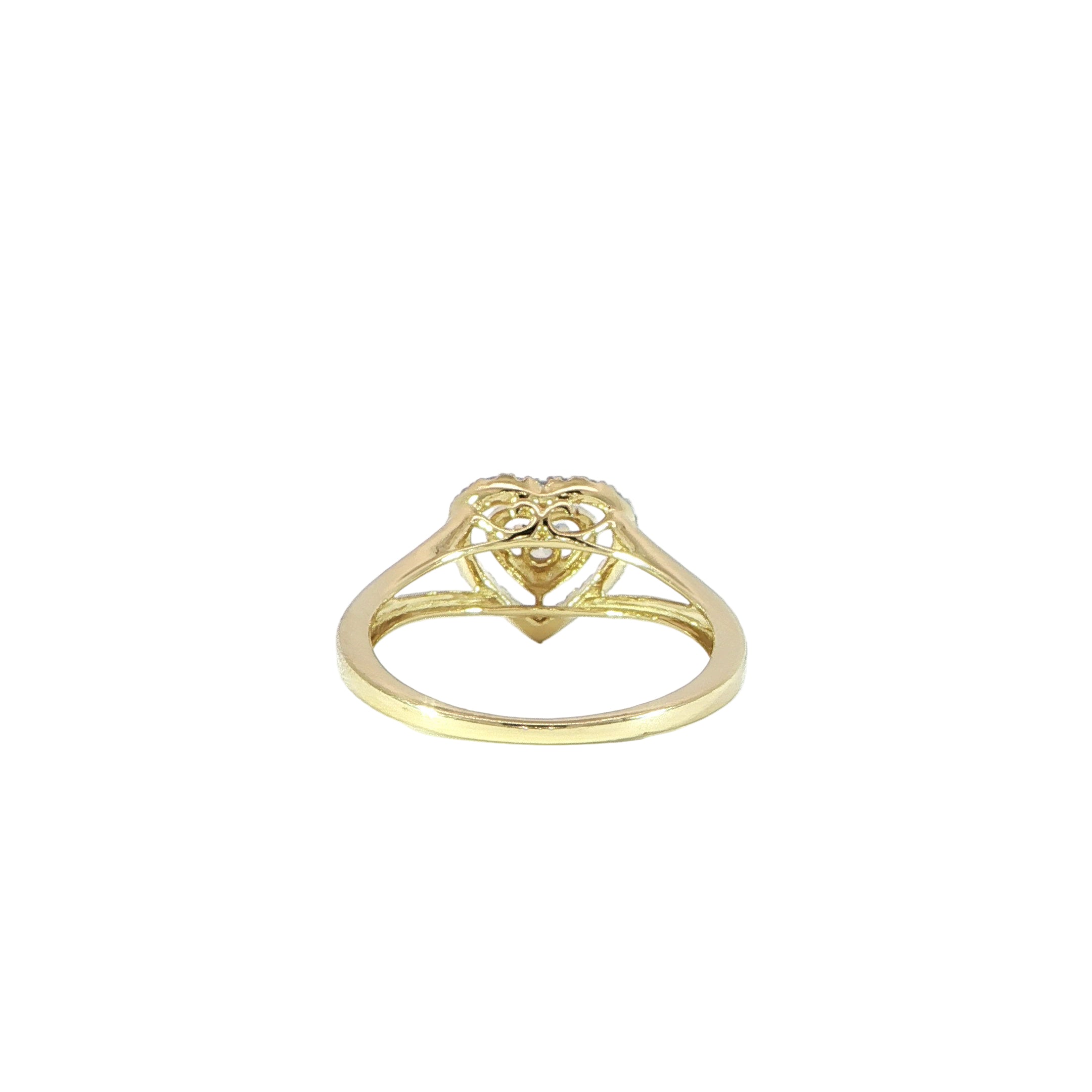 Yellow Gold Heart Diamond Ring Back