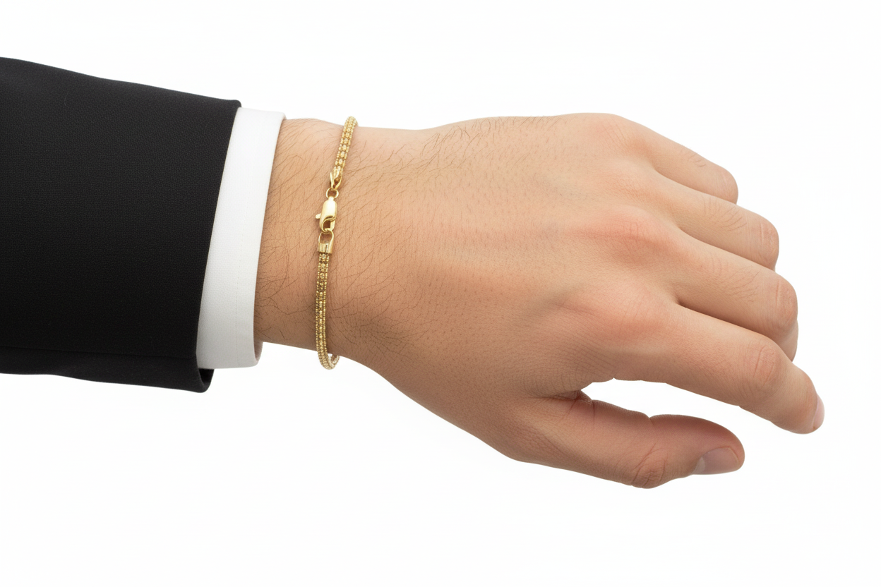 10K Diamond Cut Beaded Bracelet – 3.4MM