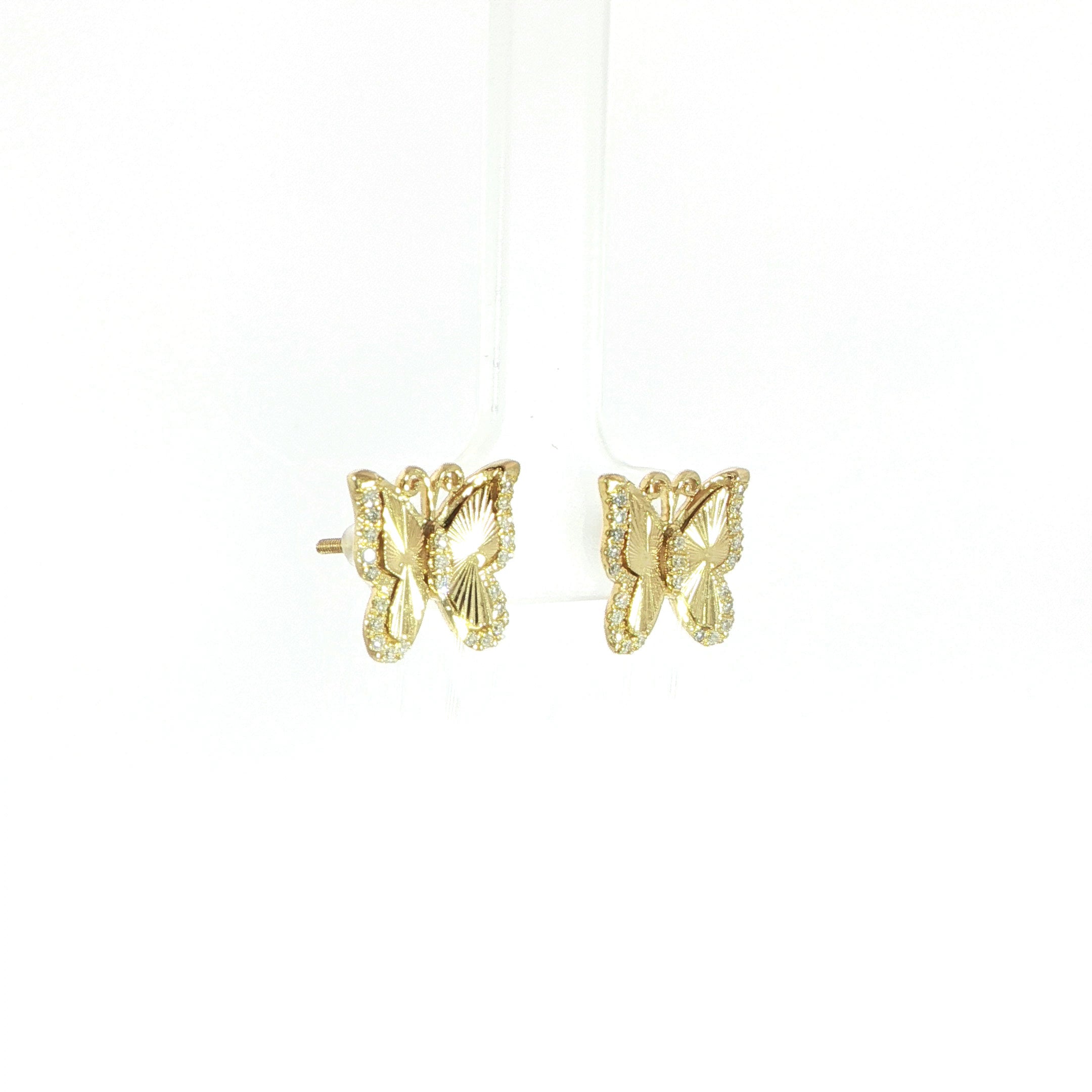 10K Yellow Gold Butterfly Diamond Earrings