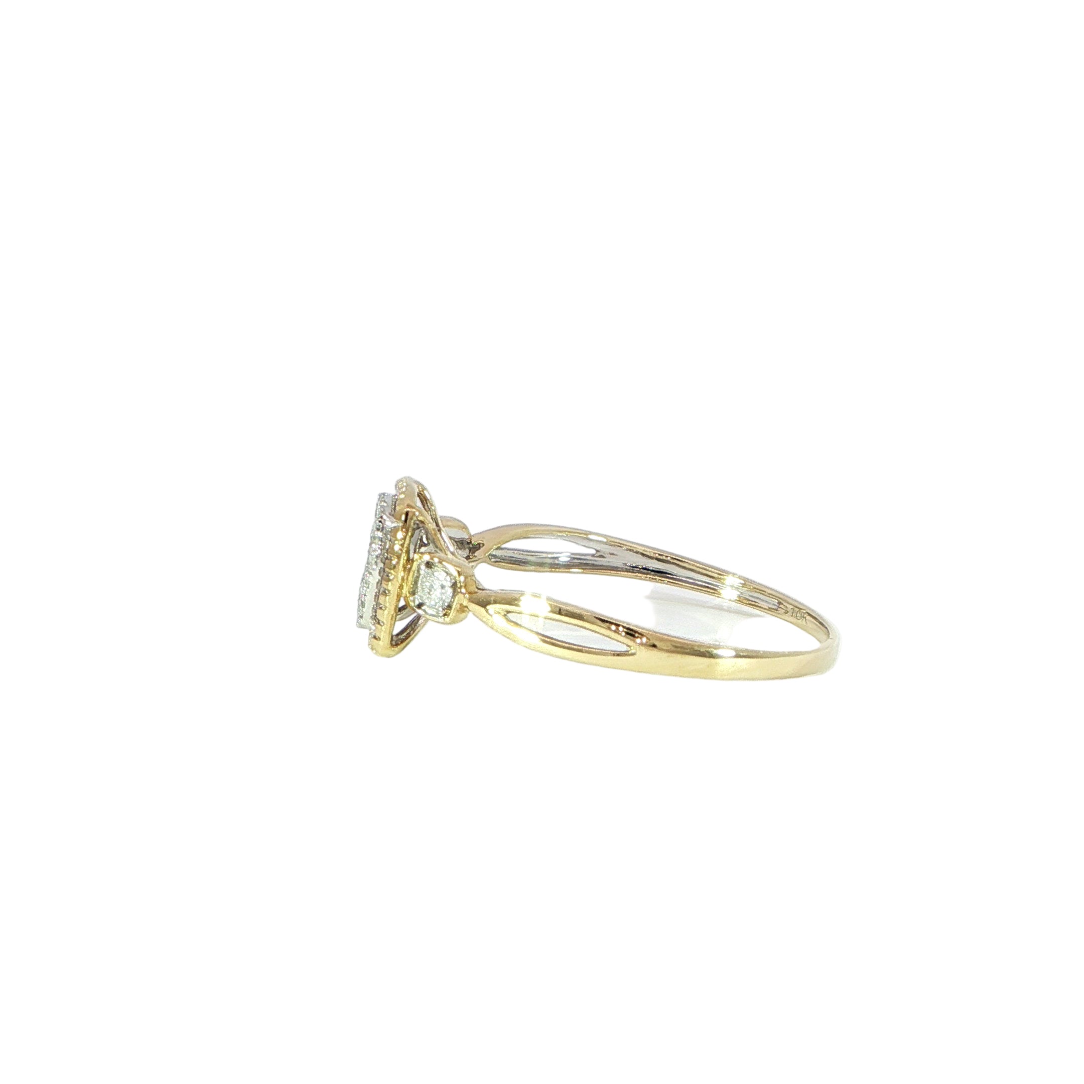 10K Yellow Gold Natural Diamond Engagement Ring- 4