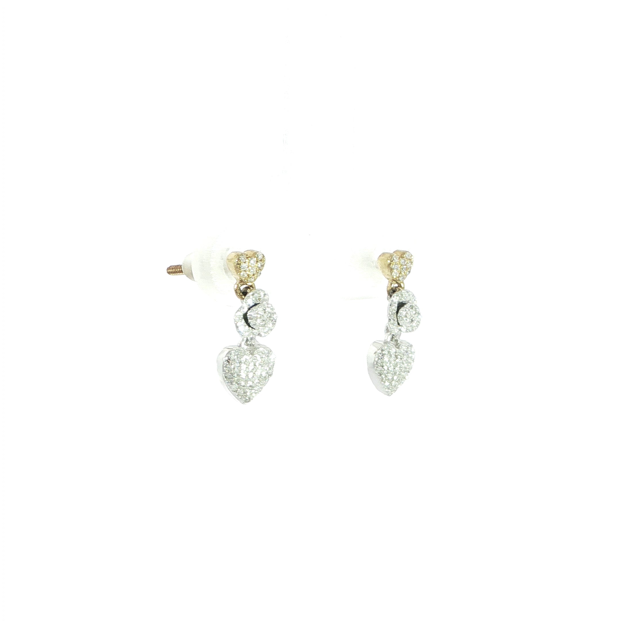 10K Yellow Gold Heart Drop Earrings – 0.16 CTW