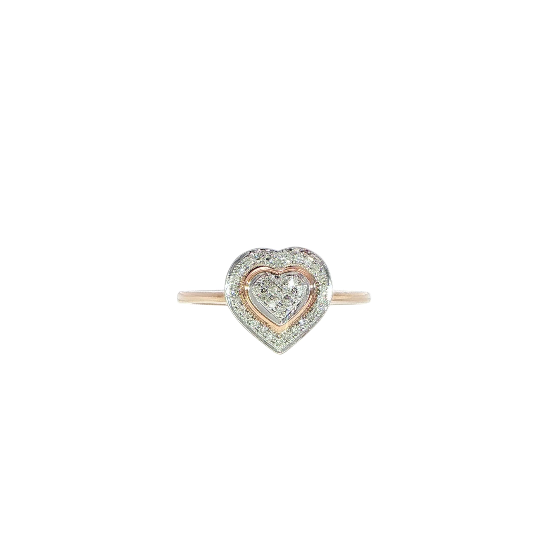10K Rose Gold Heart Diamond Ring