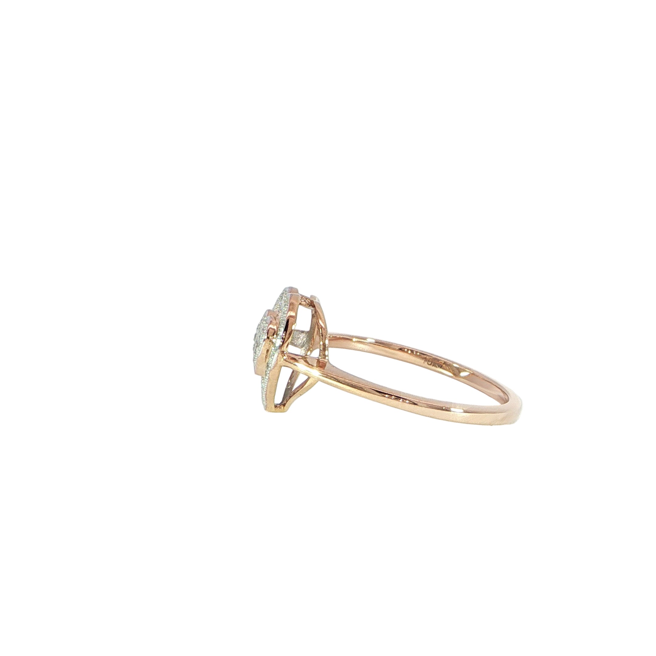 10K Rose Gold Heart Diamond Ring