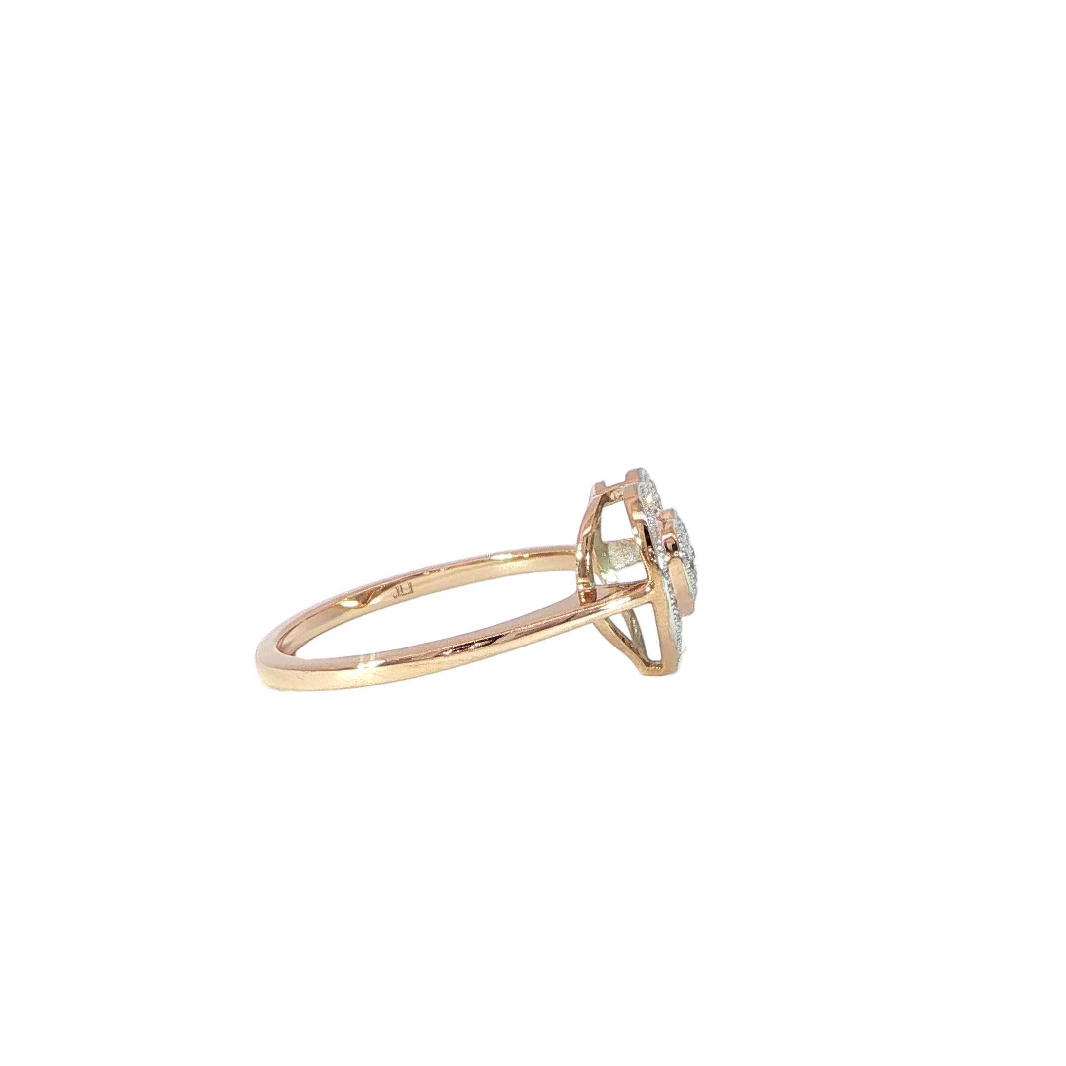 10K Rose Gold Heart Diamond Ring