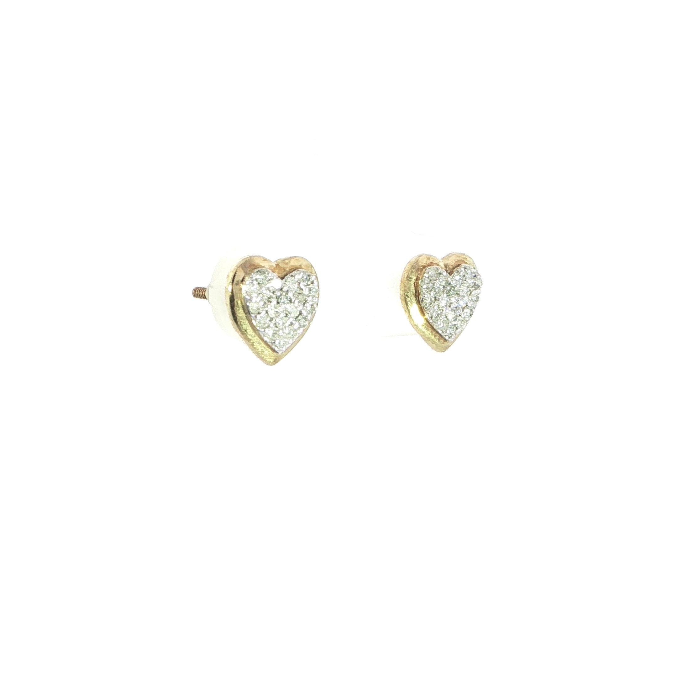 10K Natural Diamond Heart Earrings (8.5mm)