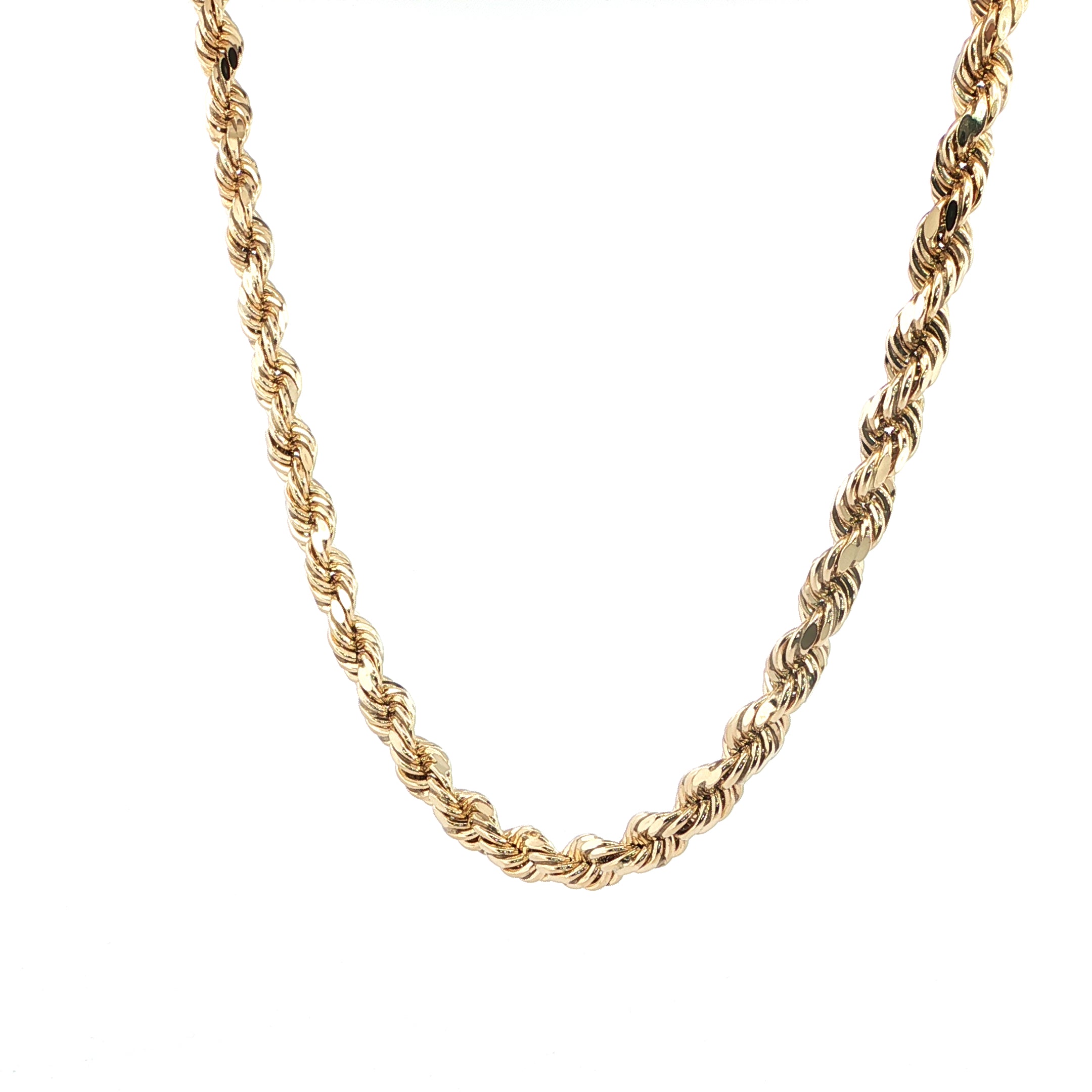 10K Yellow Gold Rope Chain Necklace - 8mm