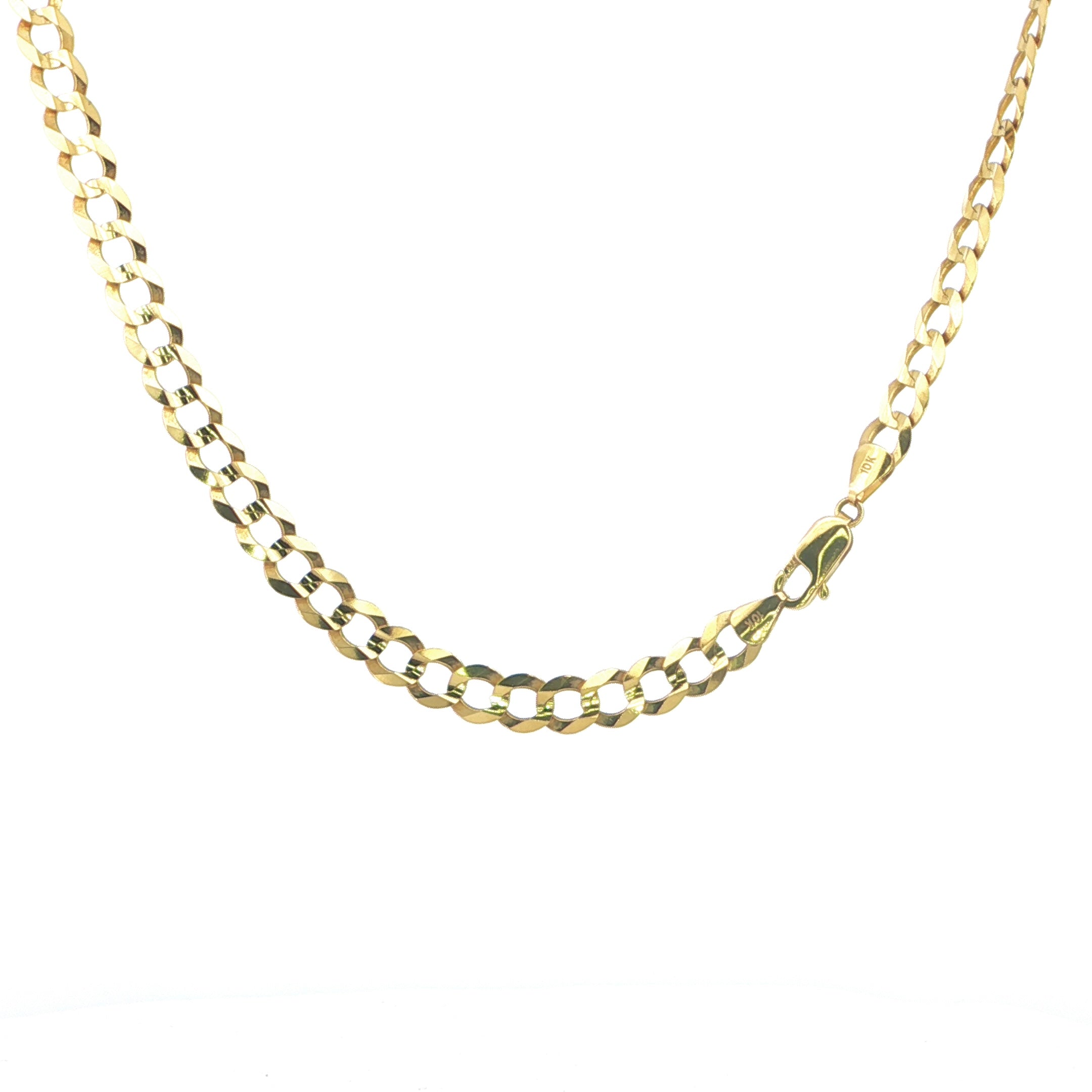 10K Yellow Gold Solid Curb Necklace - 8.5MM