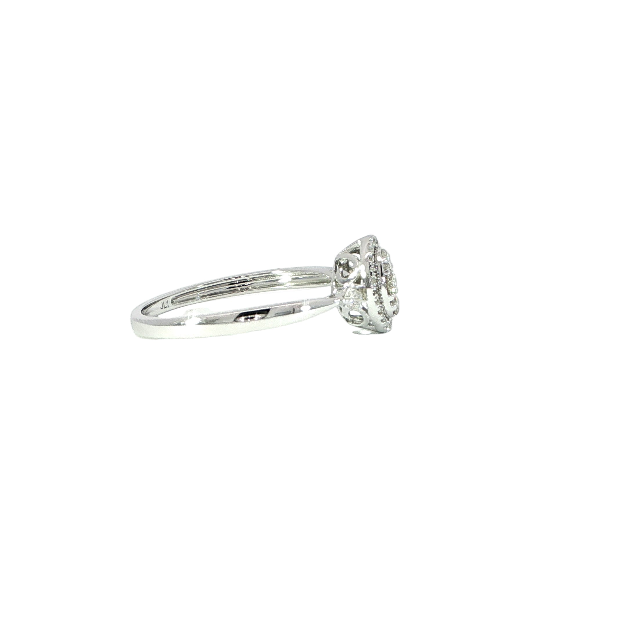 10K White Gold Oval Natural Diamond Engagement Ring