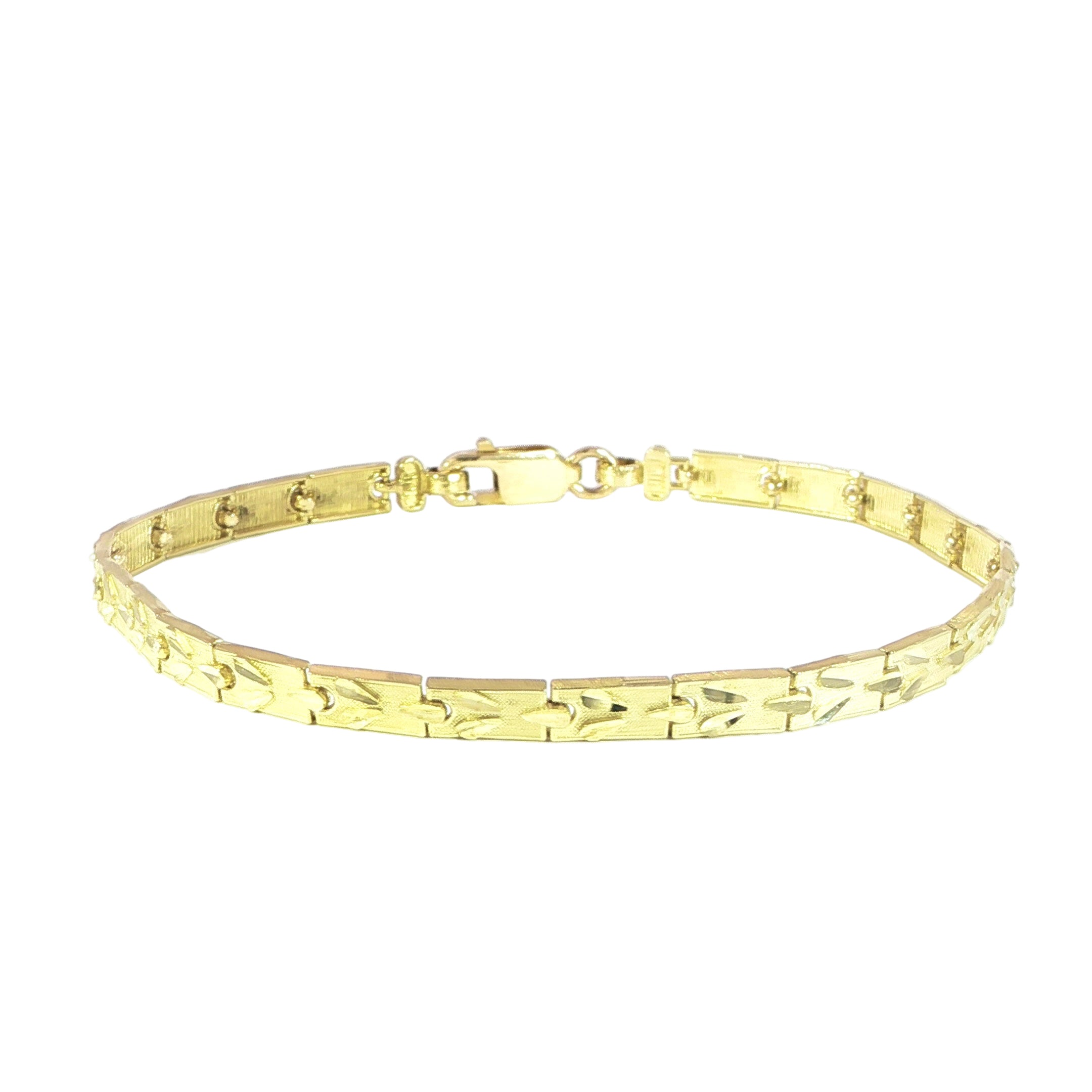 10K yellow gold diamond-cut geometric link bracelet