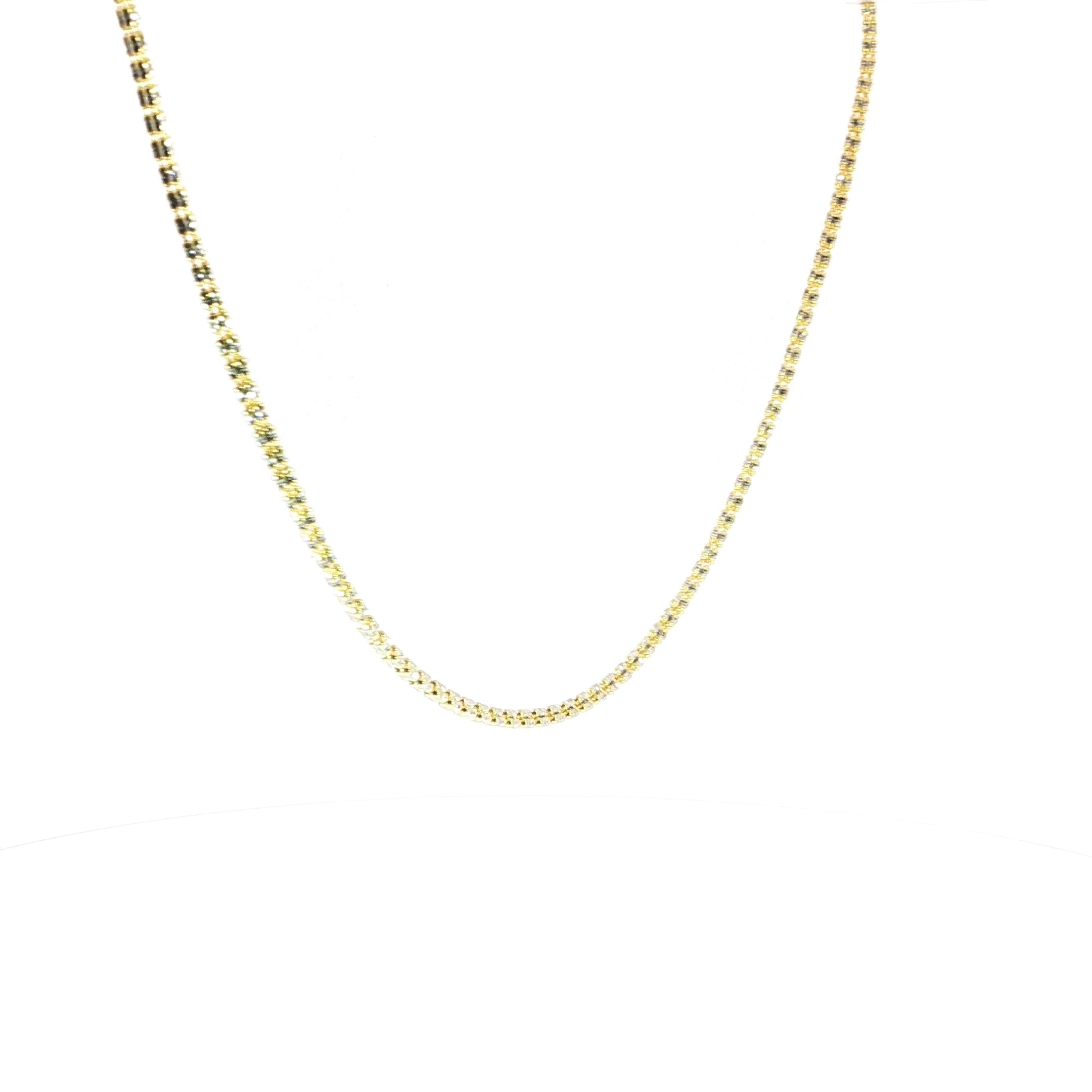 Polished Two-Tone Beaded Link Necklace In 10K Yellow Gold.