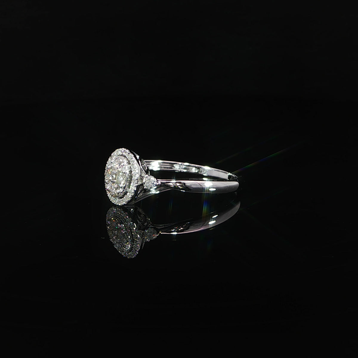 10K white gold 0.24 CTW oval cluster halo ring