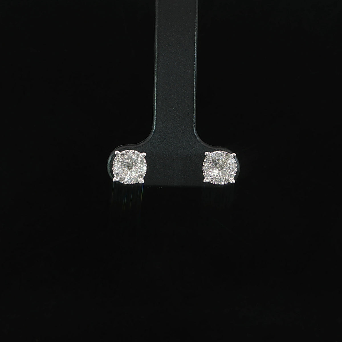 10K white gold natural diamond round cluster stud earrings 7mm