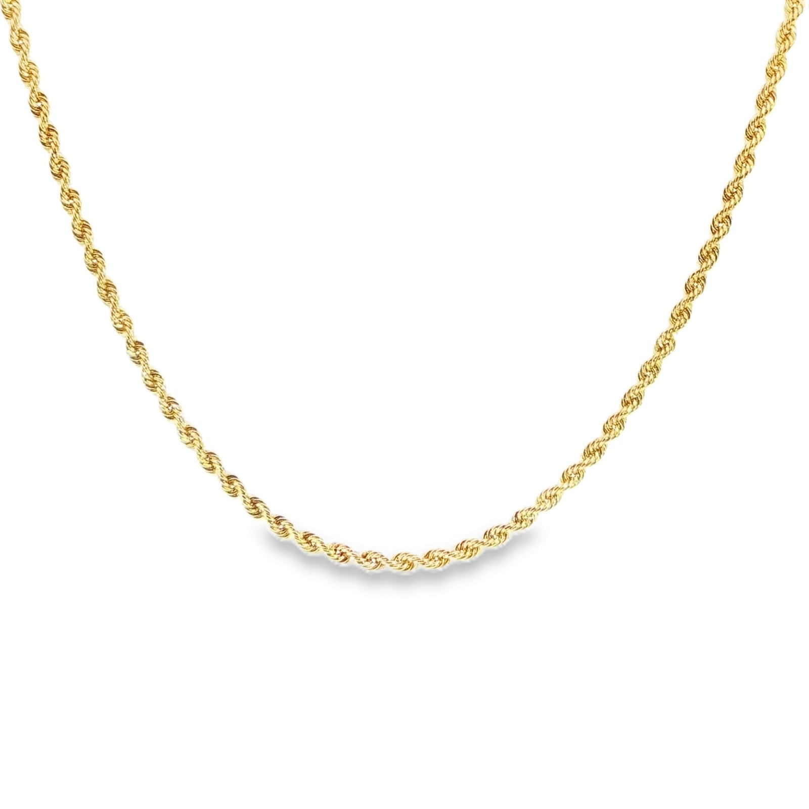 10K Yellow Gold 3.5MM Diamond-Cut Rope Chain Necklace.