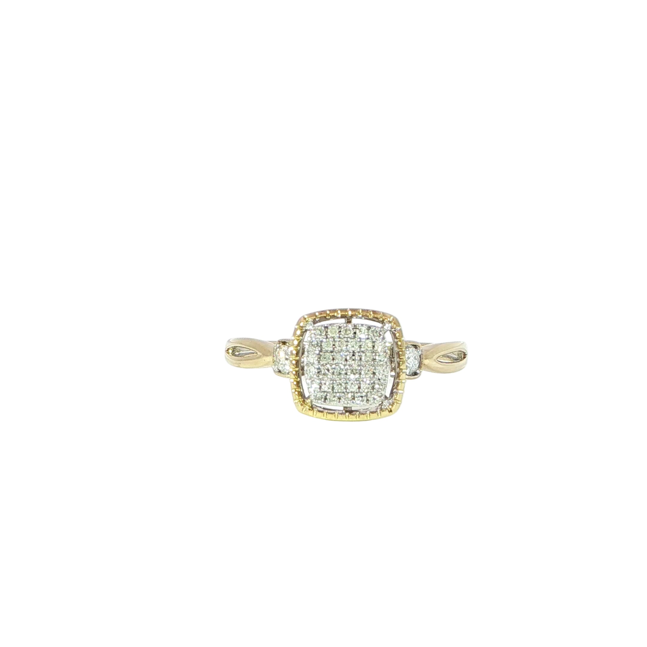 10k yellow gold cushion cluster diamond ring