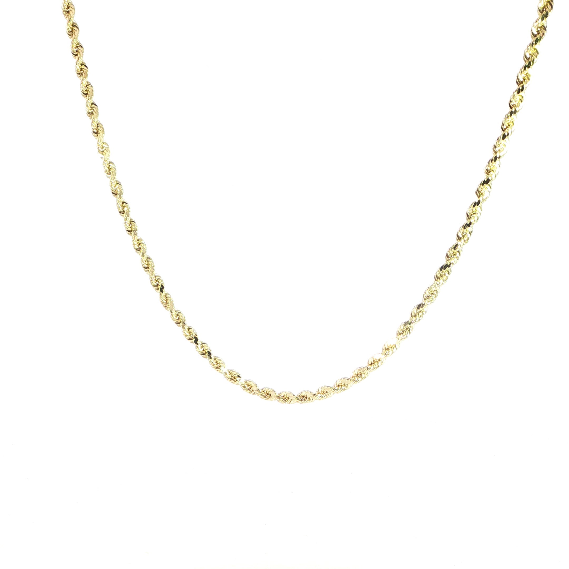 Front view of 10K Yellow Gold Diamond-Cut Rope Chain 3.6MM