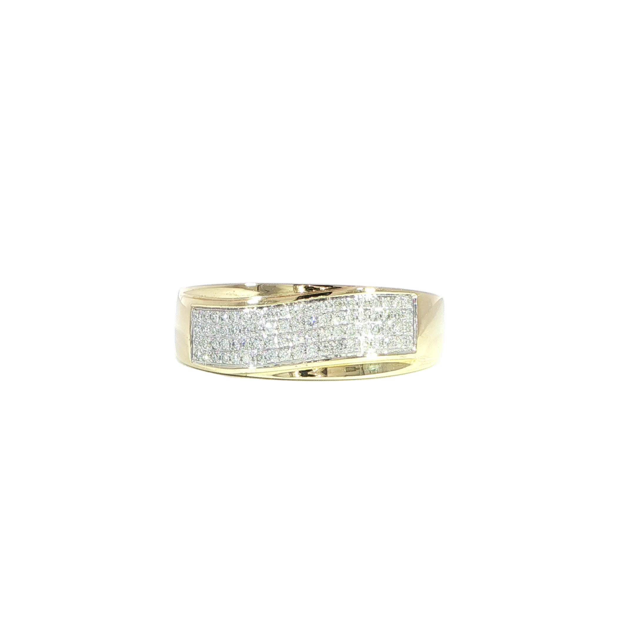 Front 10k yellow gold pave diamond band 7.5mm
