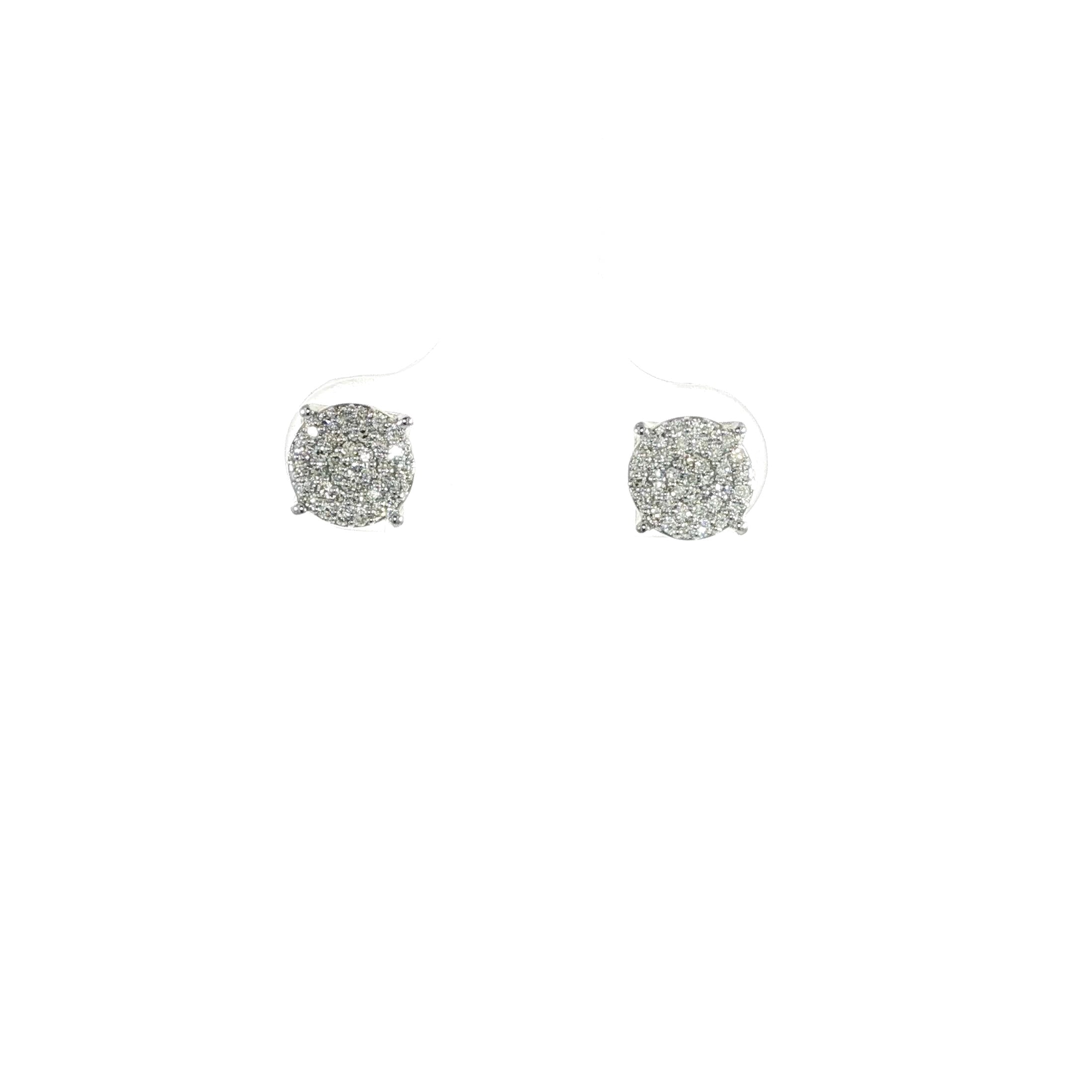 10K yellow gold natural diamond cluster stud earrings with 0.15 CTW SI diamonds and screw back