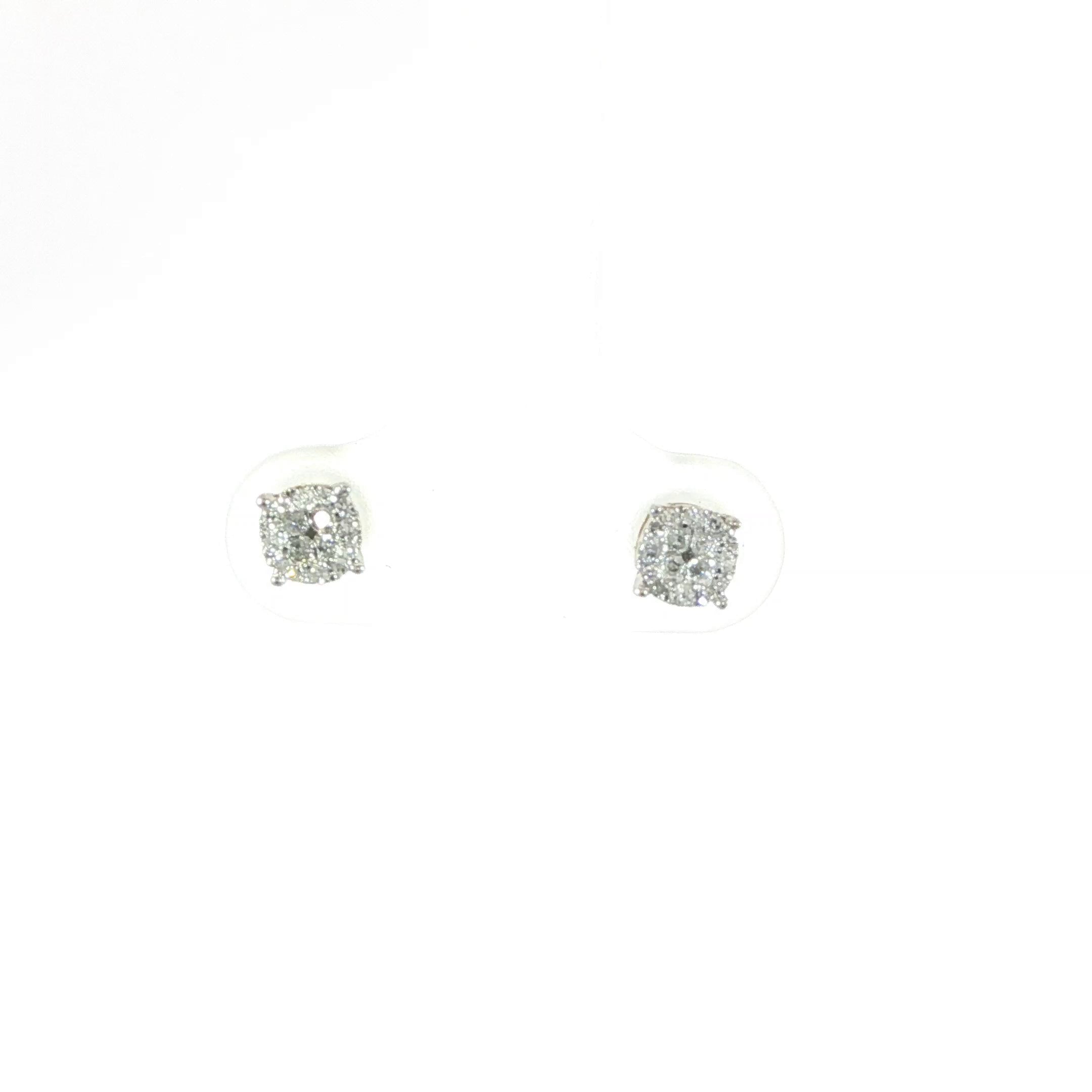 10K yellow gold natural diamond cluster stud earrings with 0.10 CTW SI diamonds