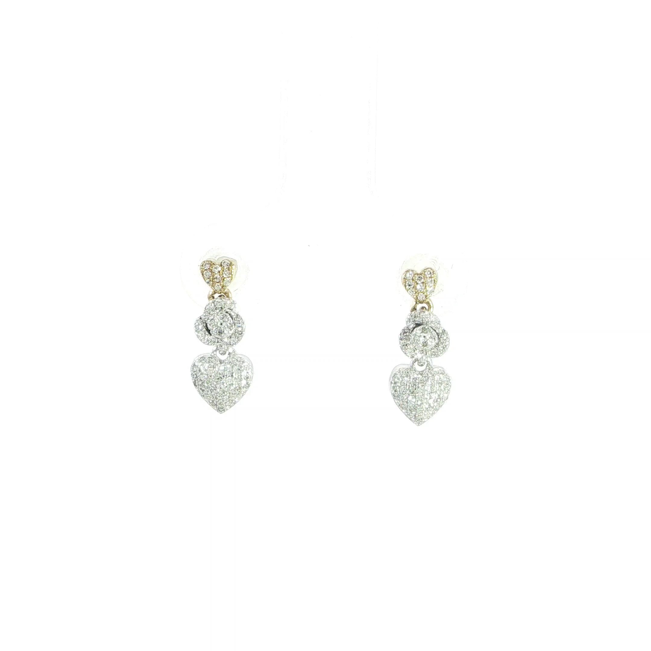 10K yellow gold natural diamond heart drop earrings with 0.16 CTW SI quality diamonds