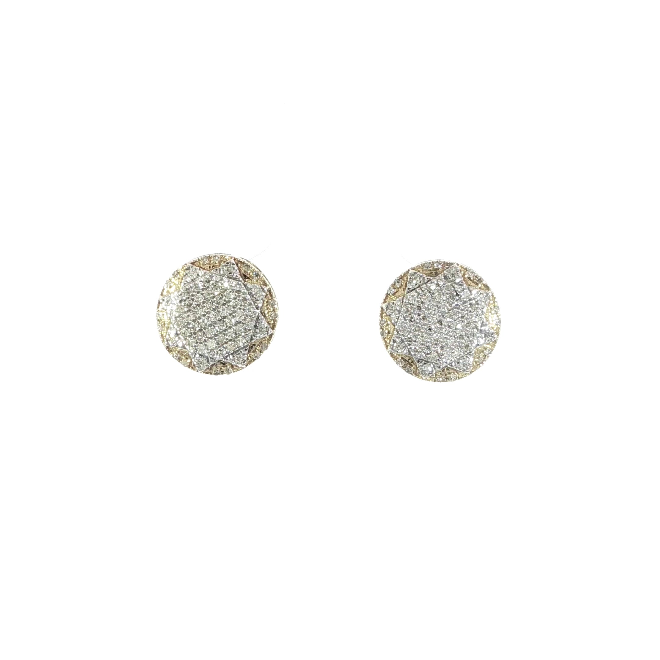 10K yellow gold round natural diamond stud earrings with 0.16 CTW SI diamonds