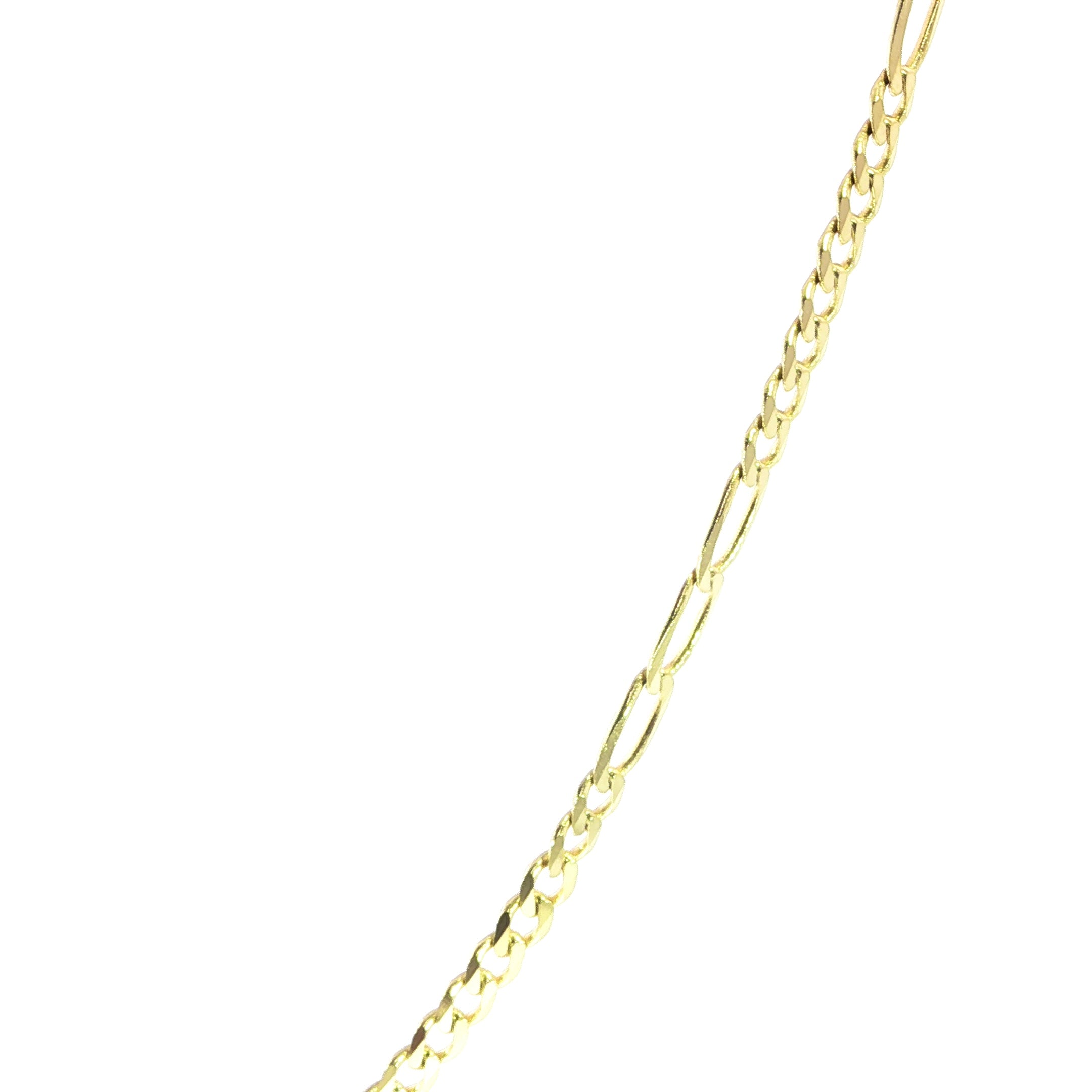 Close Up yellow gold Figaro necklace with slim 3.5MM profile