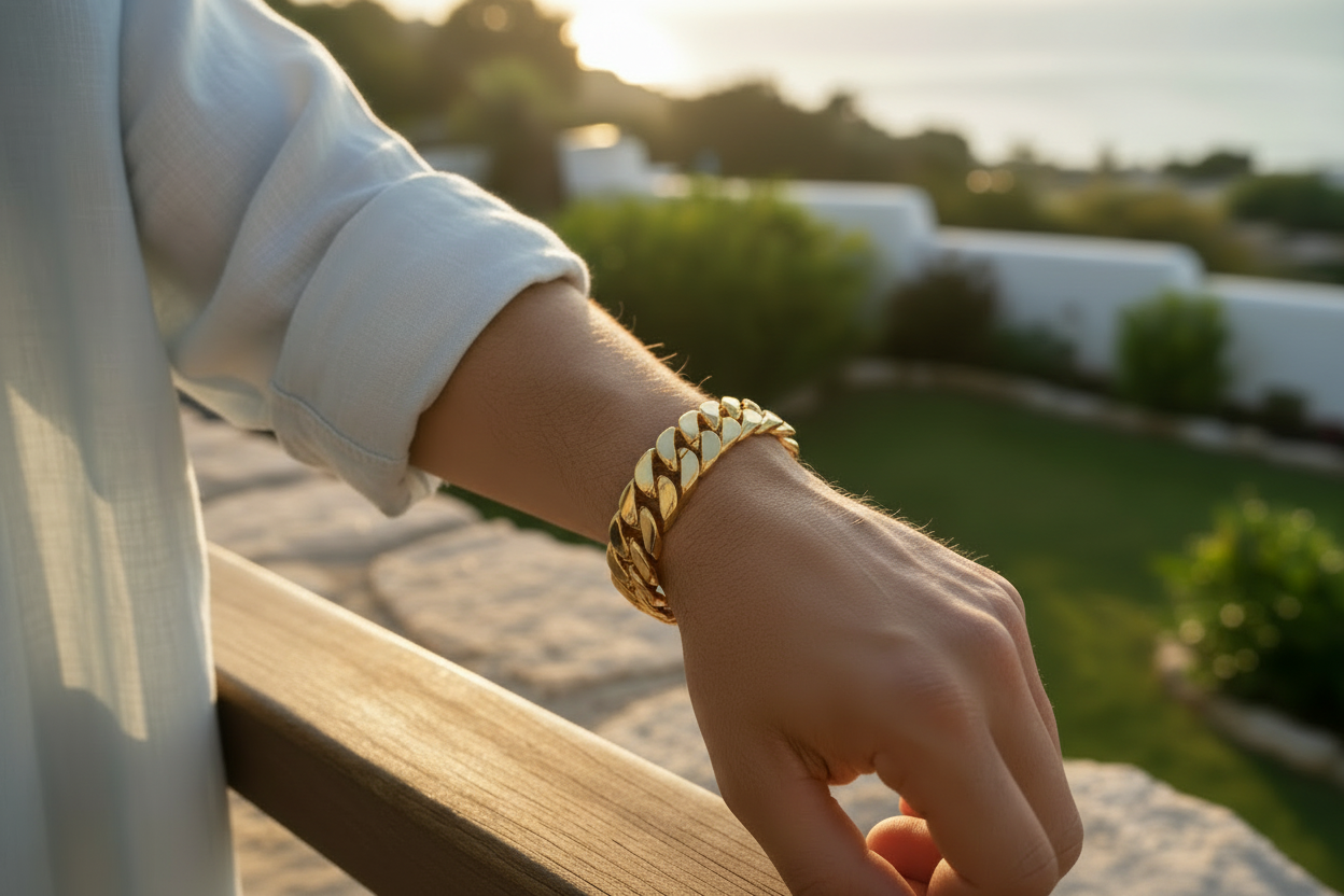 10K yellow gold Monaco branded Miami Cuban bracelet 15MM