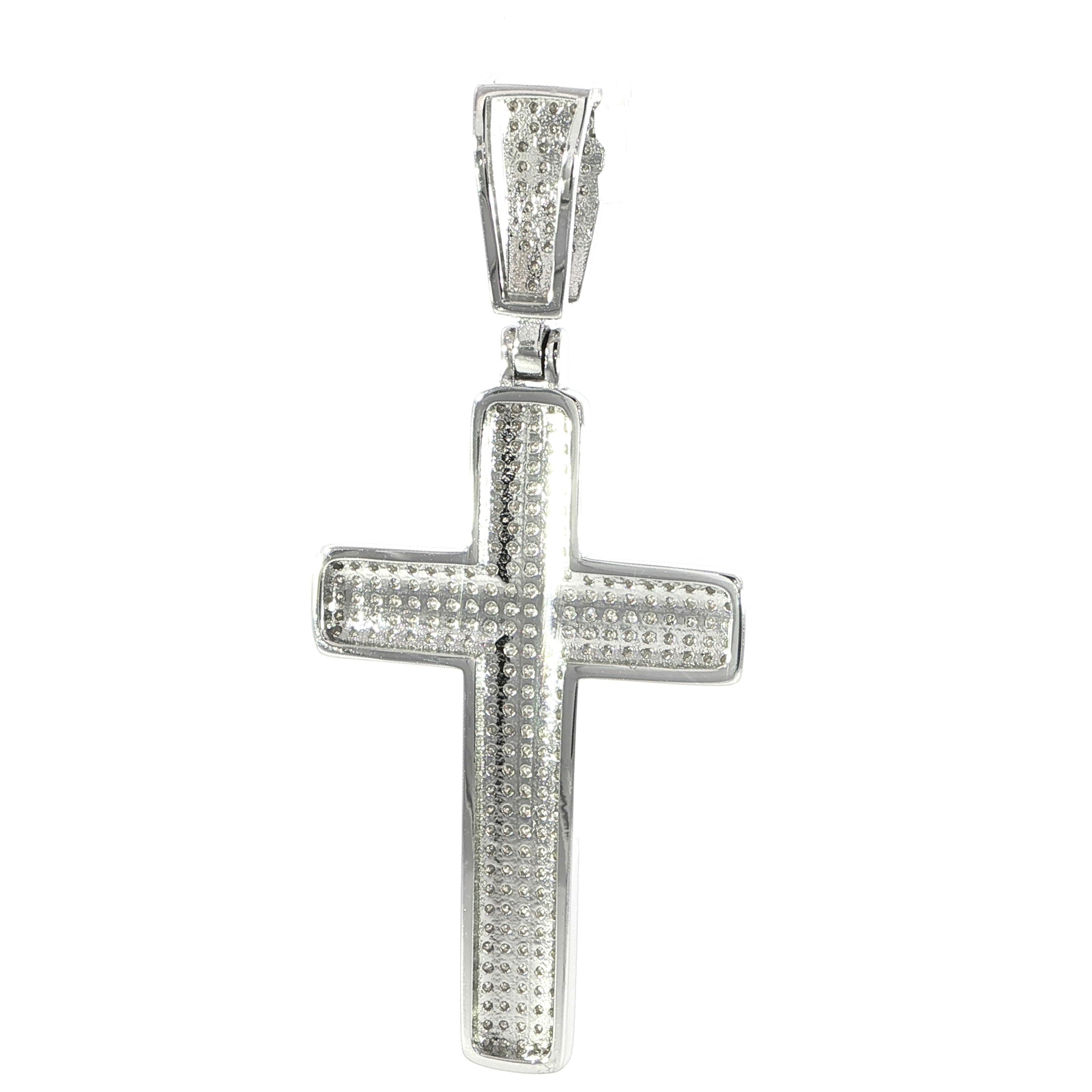Sterling Silver Pave-Set Cross Pendant – VVS Moissanite 1.5 CTW