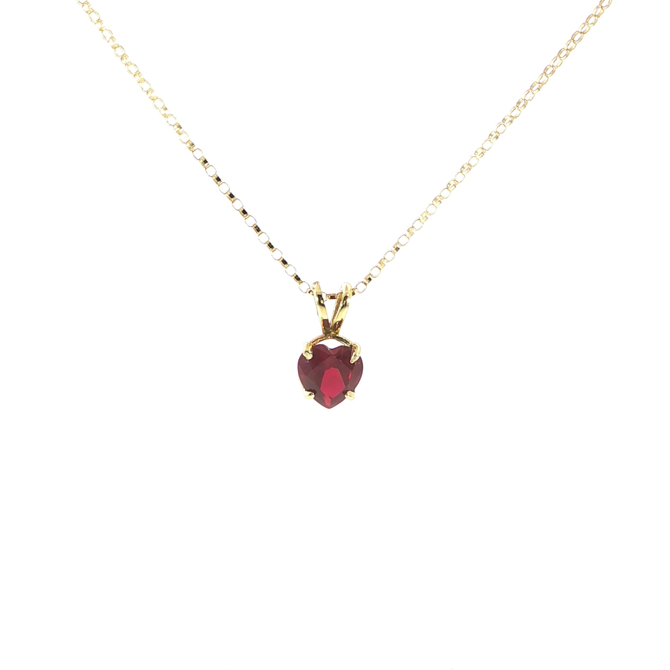 14K Gold Heart-Shaped Ruby Necklace