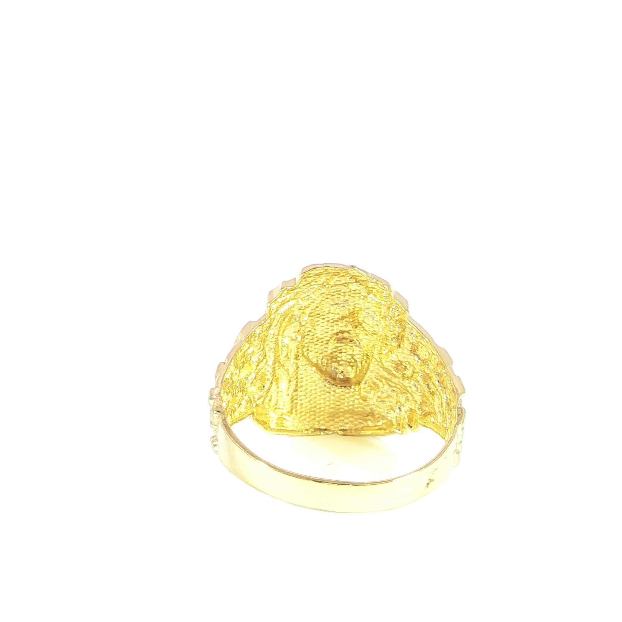 Detailed Jesus portrait ring in yellow gold back