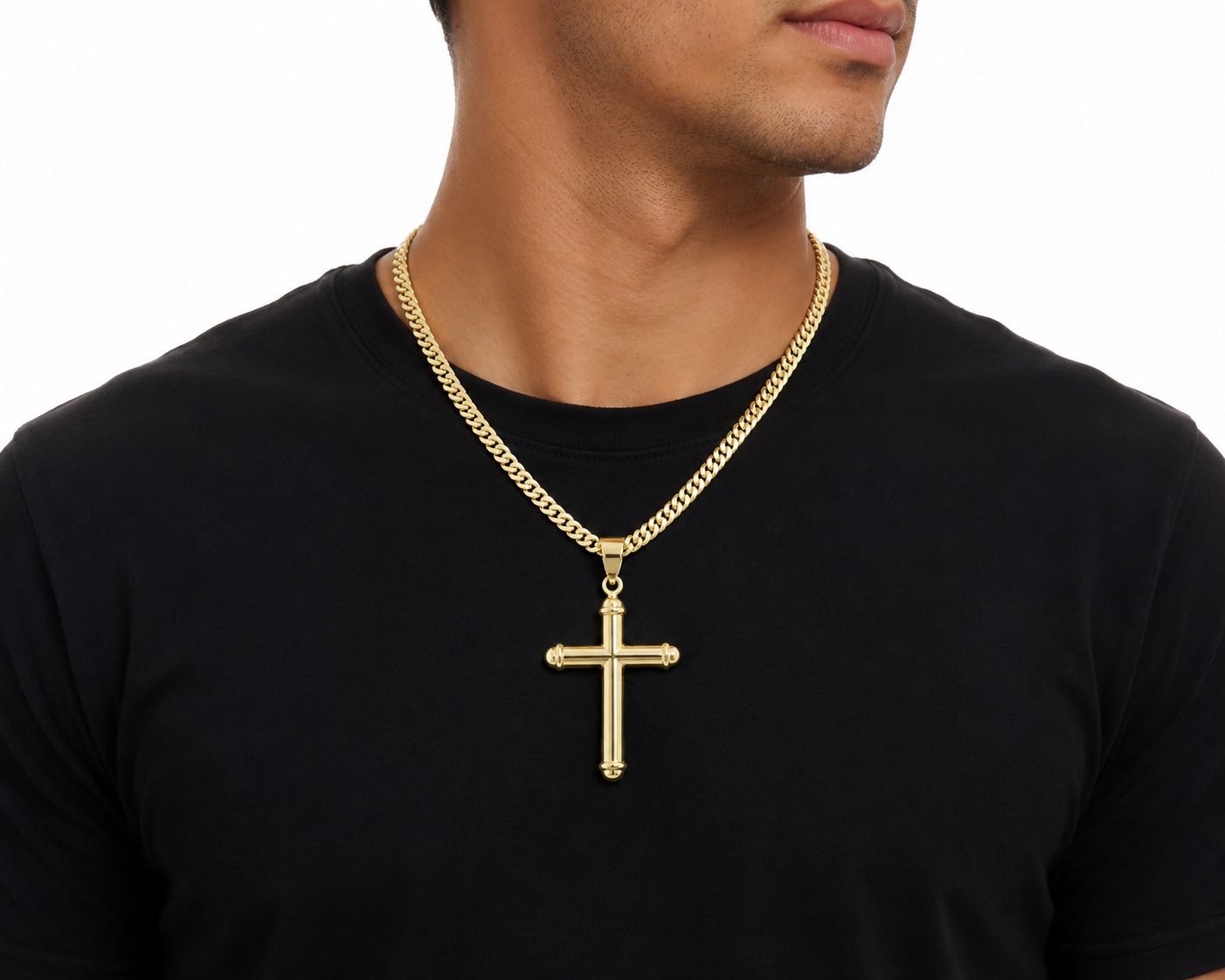 45MM high polish cross pendant in 14K yellow gold