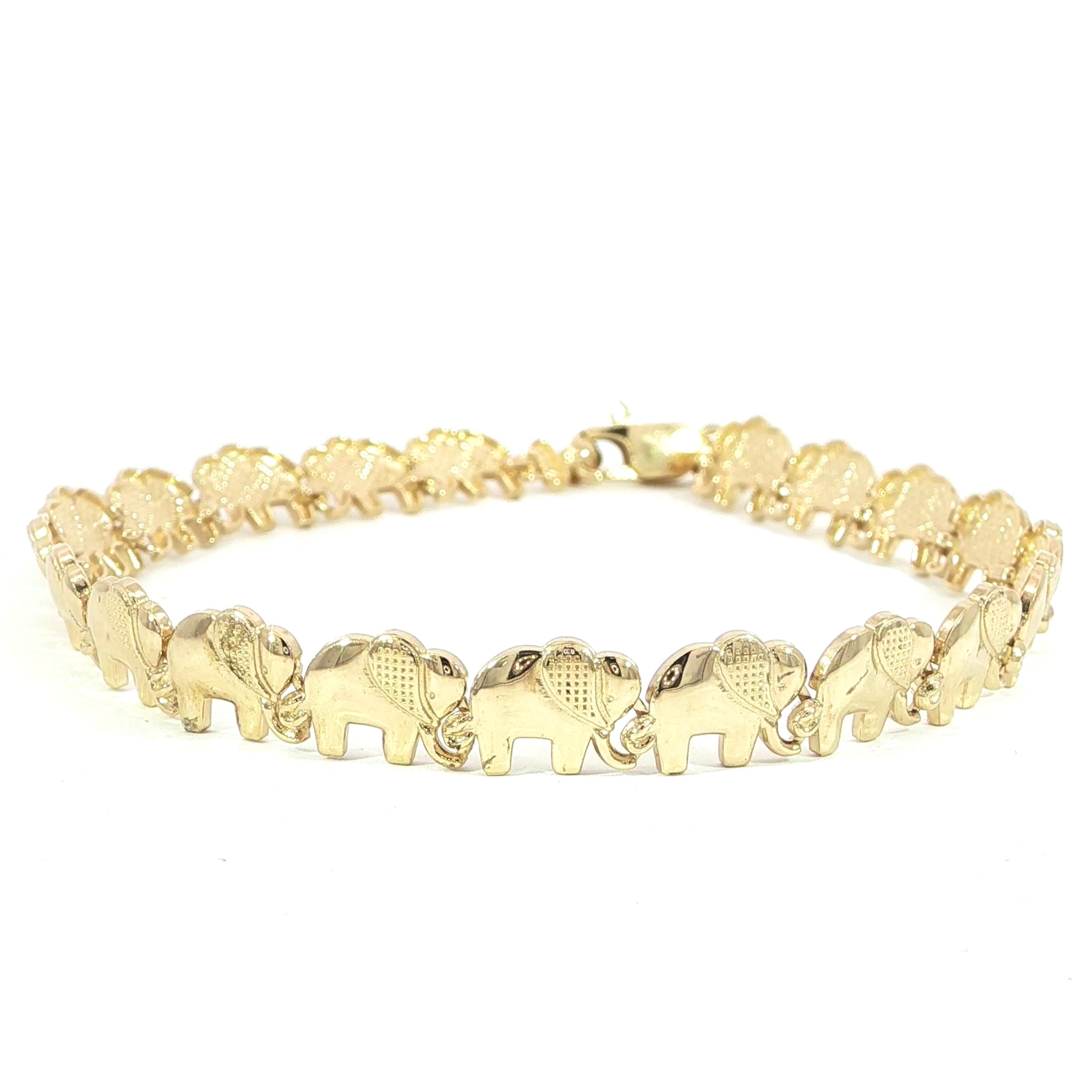 14K Elephants Bracelet, 6.8MM