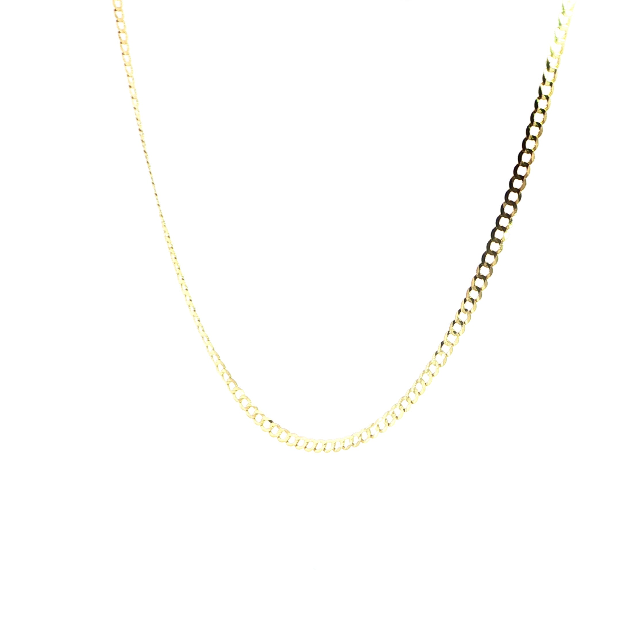 14K Yellow Gold Solid Curb Necklace - 3.5MM