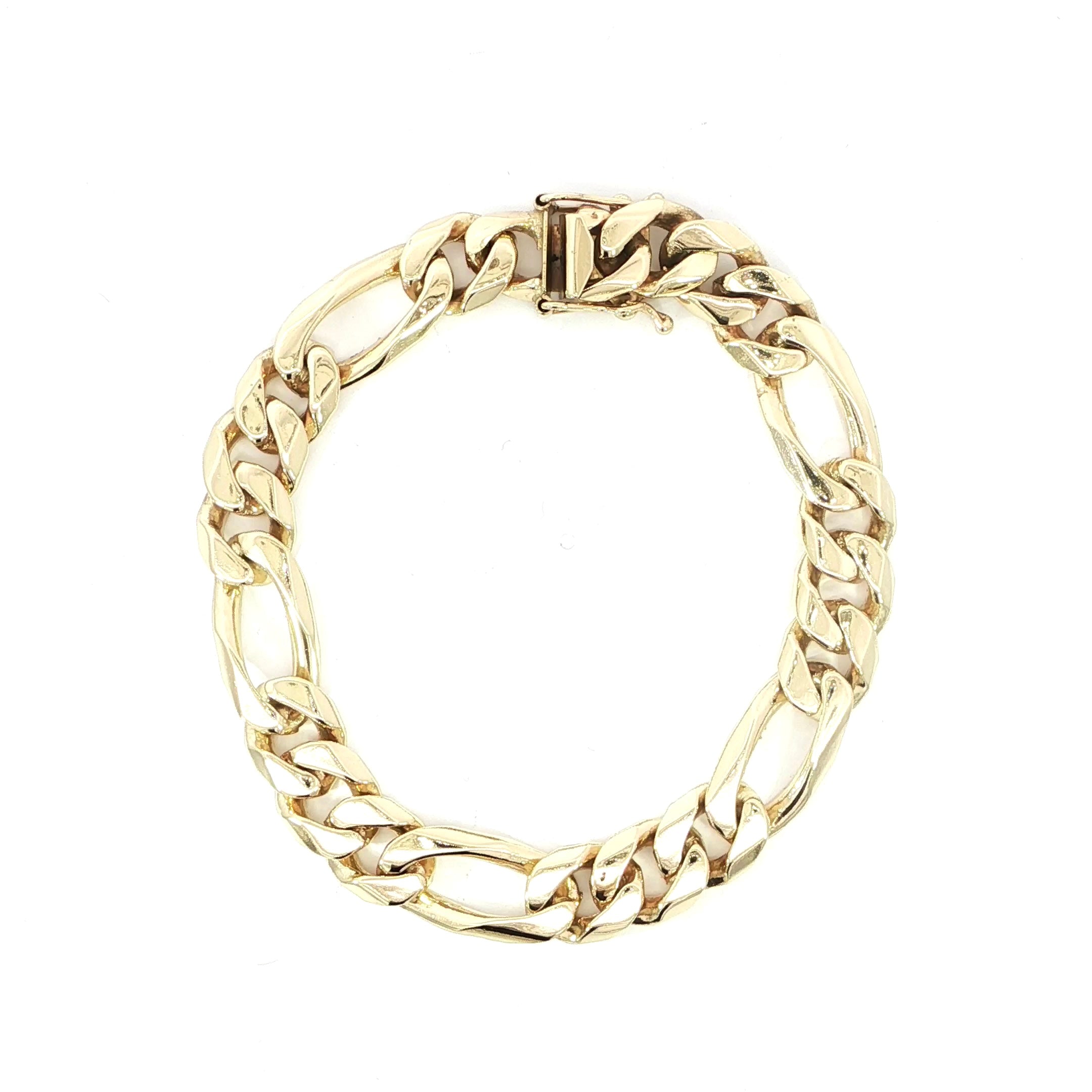 14K Solid Figaro Bracelet - 10MM