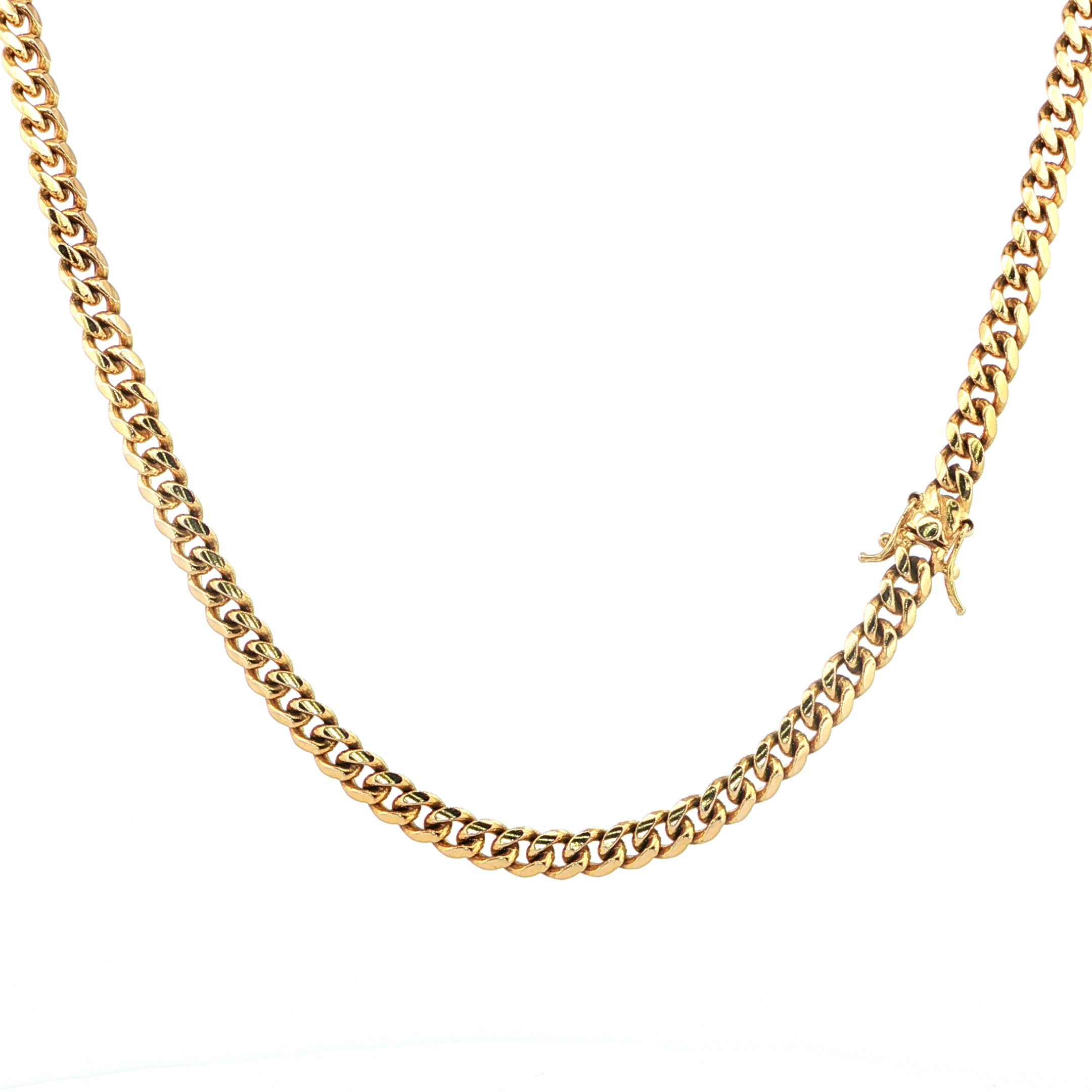 14K Yellow Gold Solid Miami Cuban Chain, 7mm