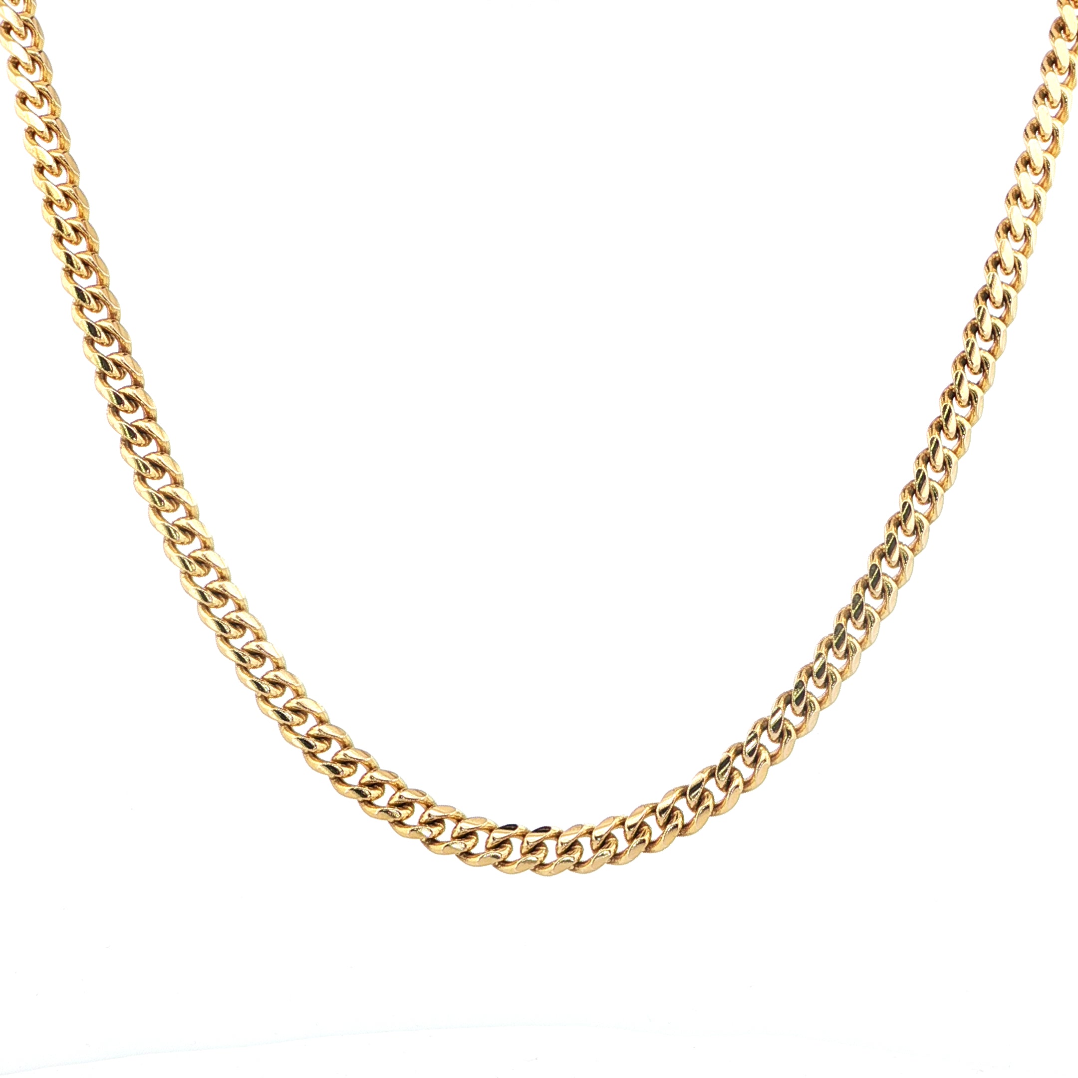 14K Yellow Gold Solid Miami Cuban Chain, 7mm