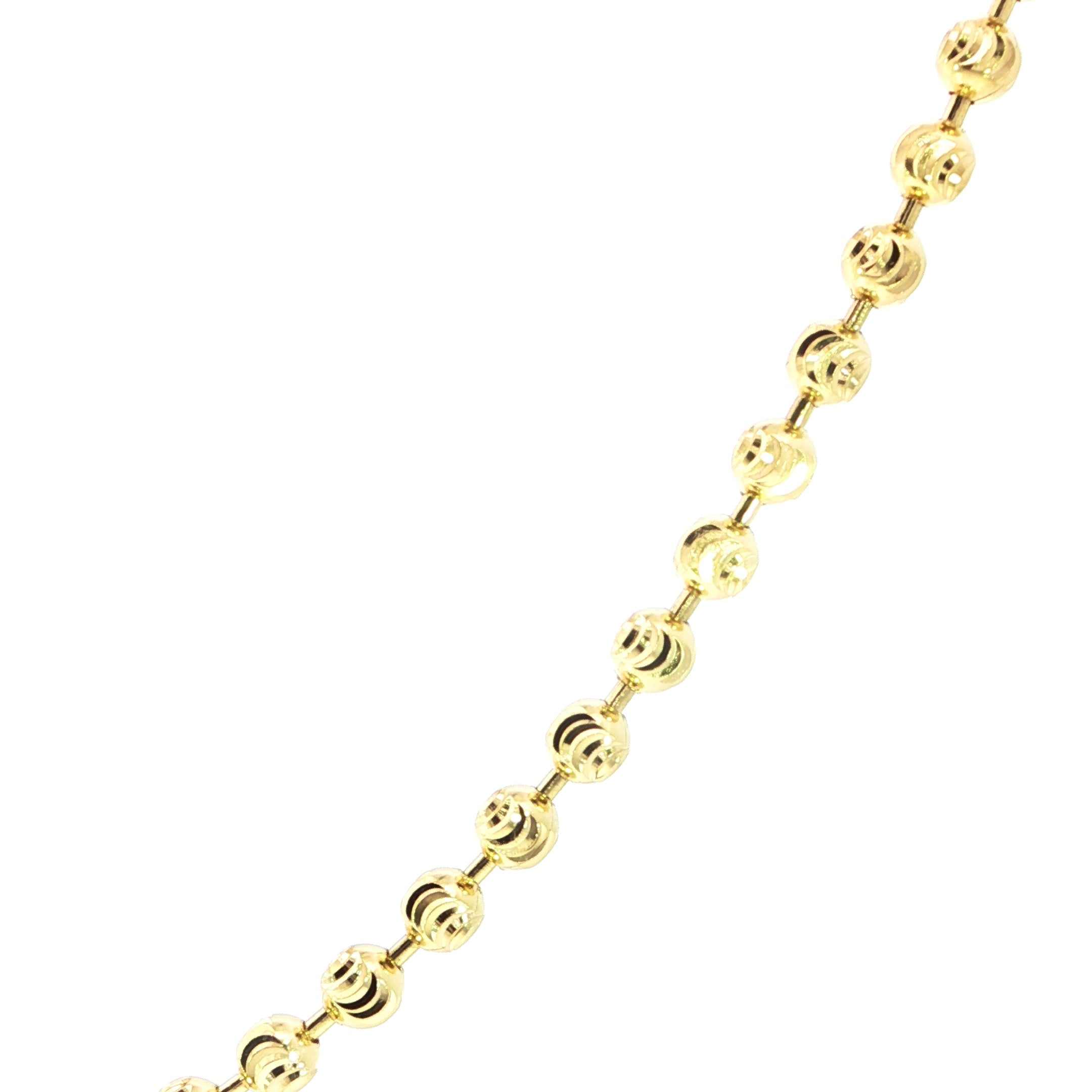 14K Gold Diamond-Cut Beaded Station Necklace - 3.4MM
