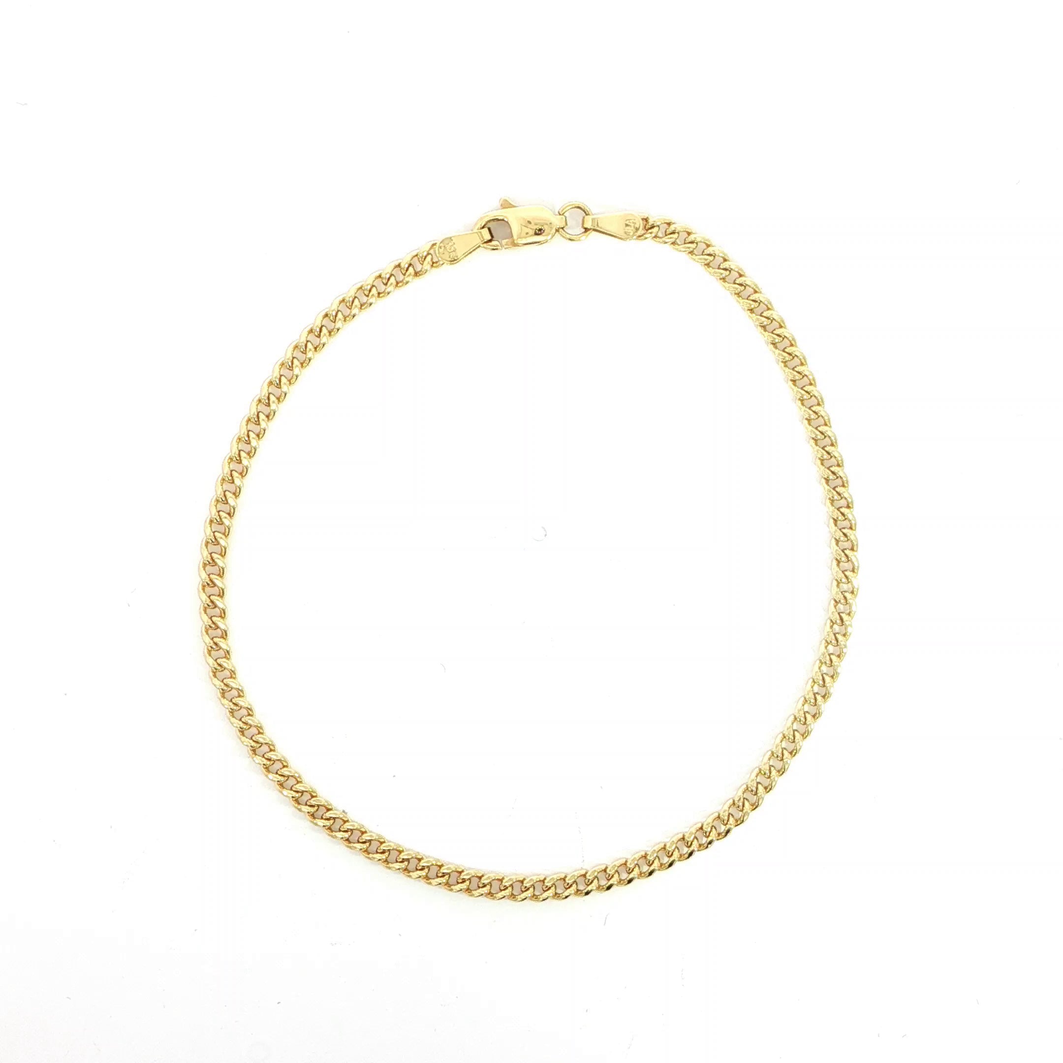 Classic 14K gold 3MM Cuban chain bracelet