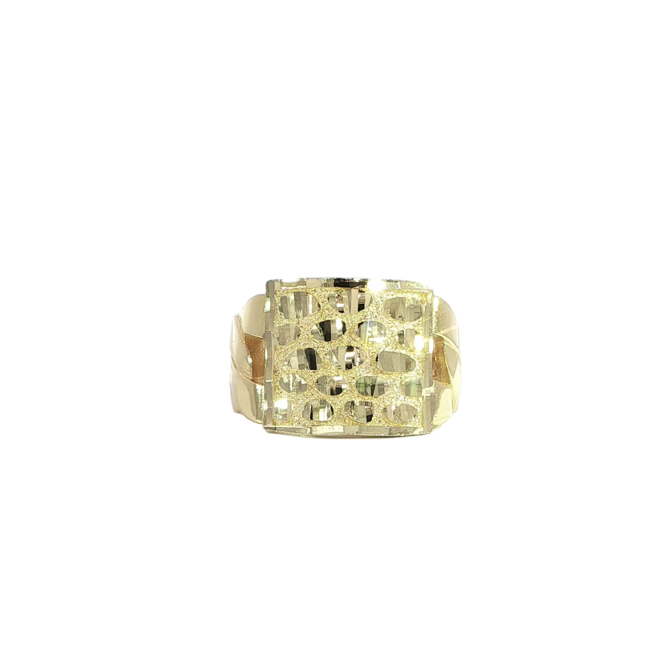 14K gold nugget ring with textured design