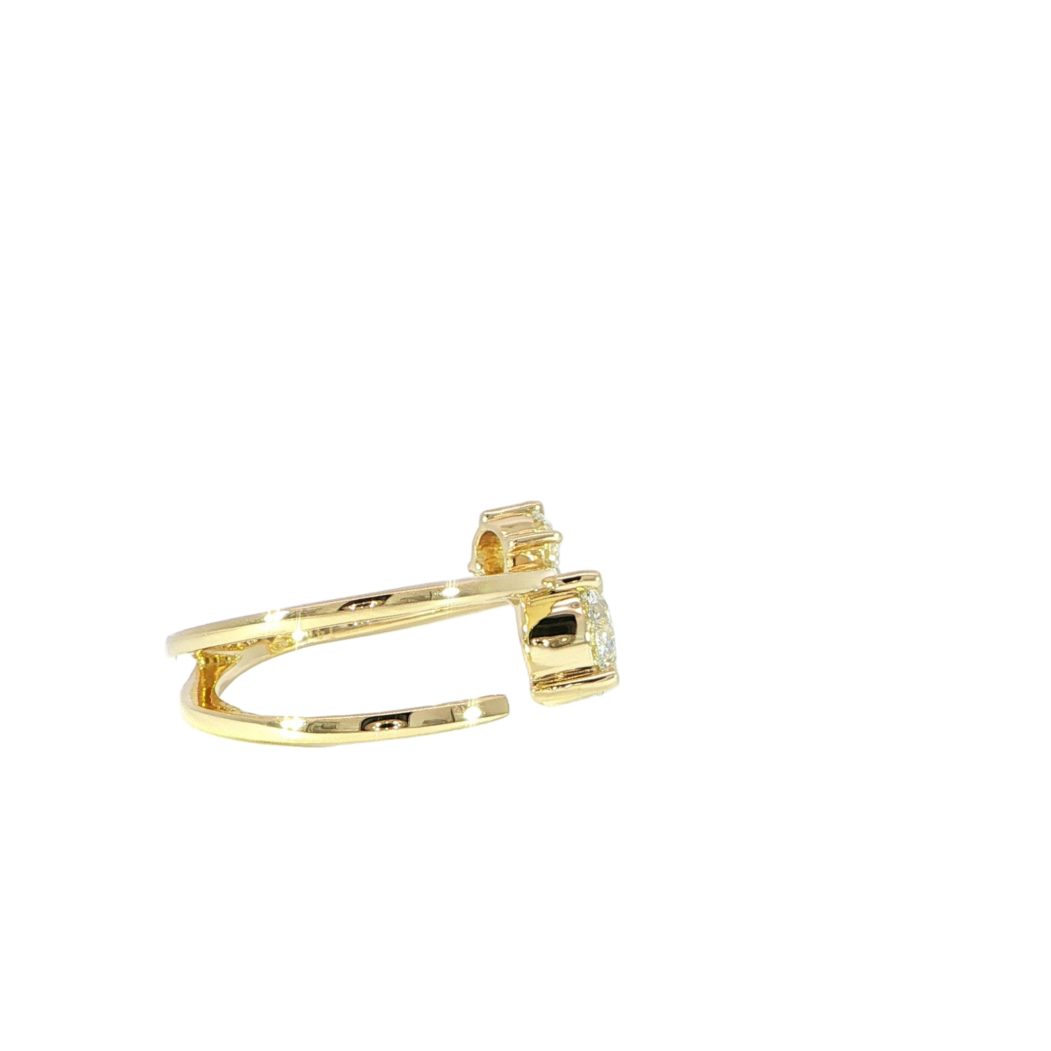 14K gold bypass engagement ring with round diamonds