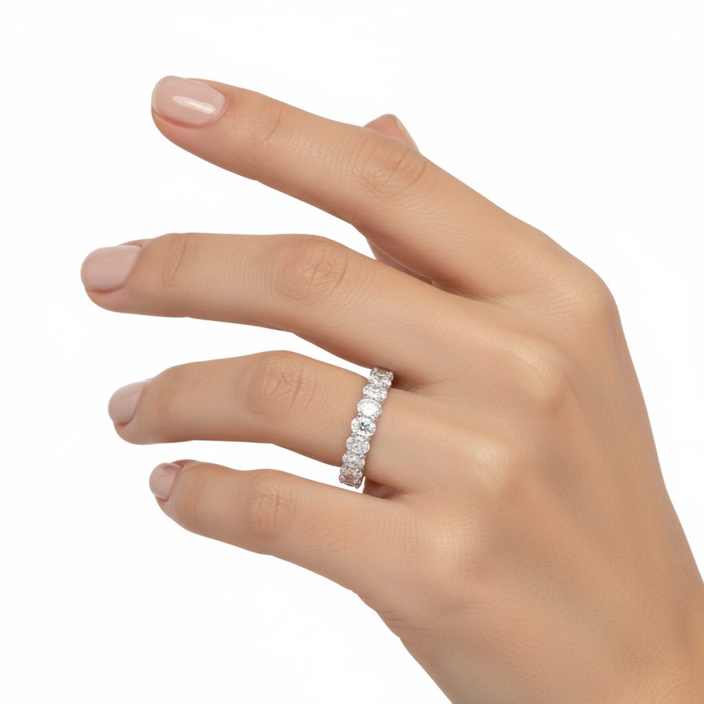 14K gold oval diamond half eternity band with lab-grown diamonds totaling 1.48 CTW