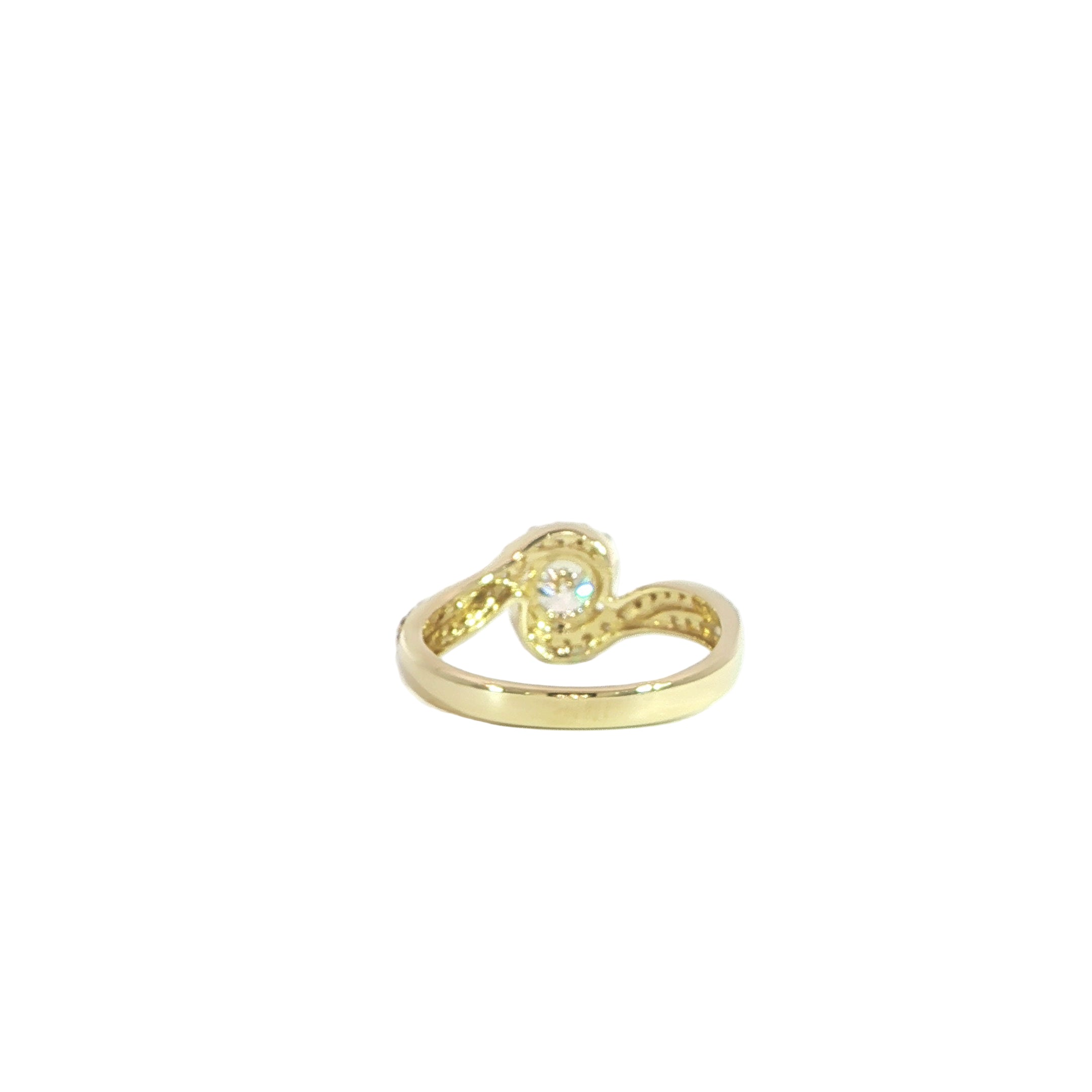 14K gold round bypass engagement ring side profile