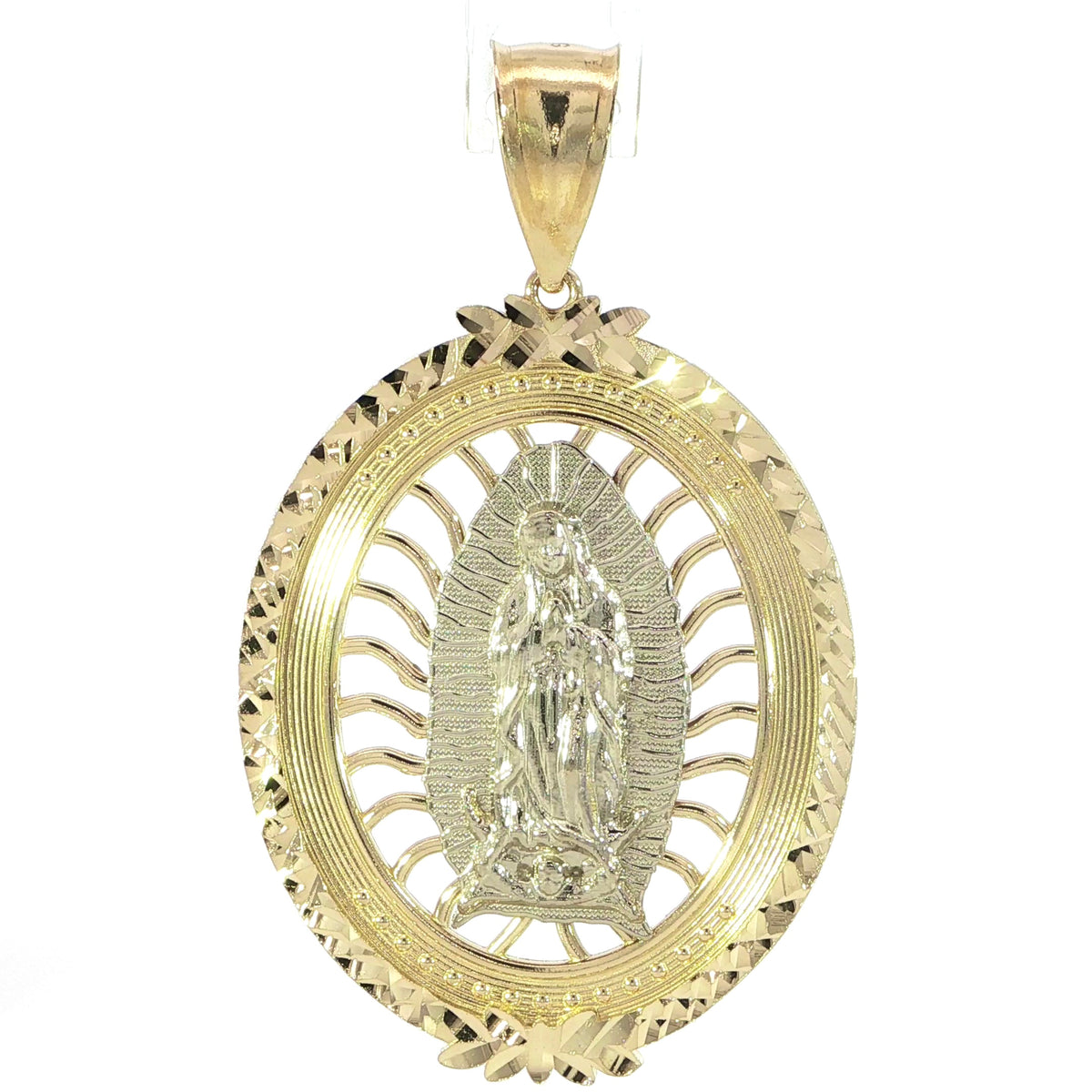 14K Two-Tone Gold Our Lady of Guadalupe Pendant - 44MM