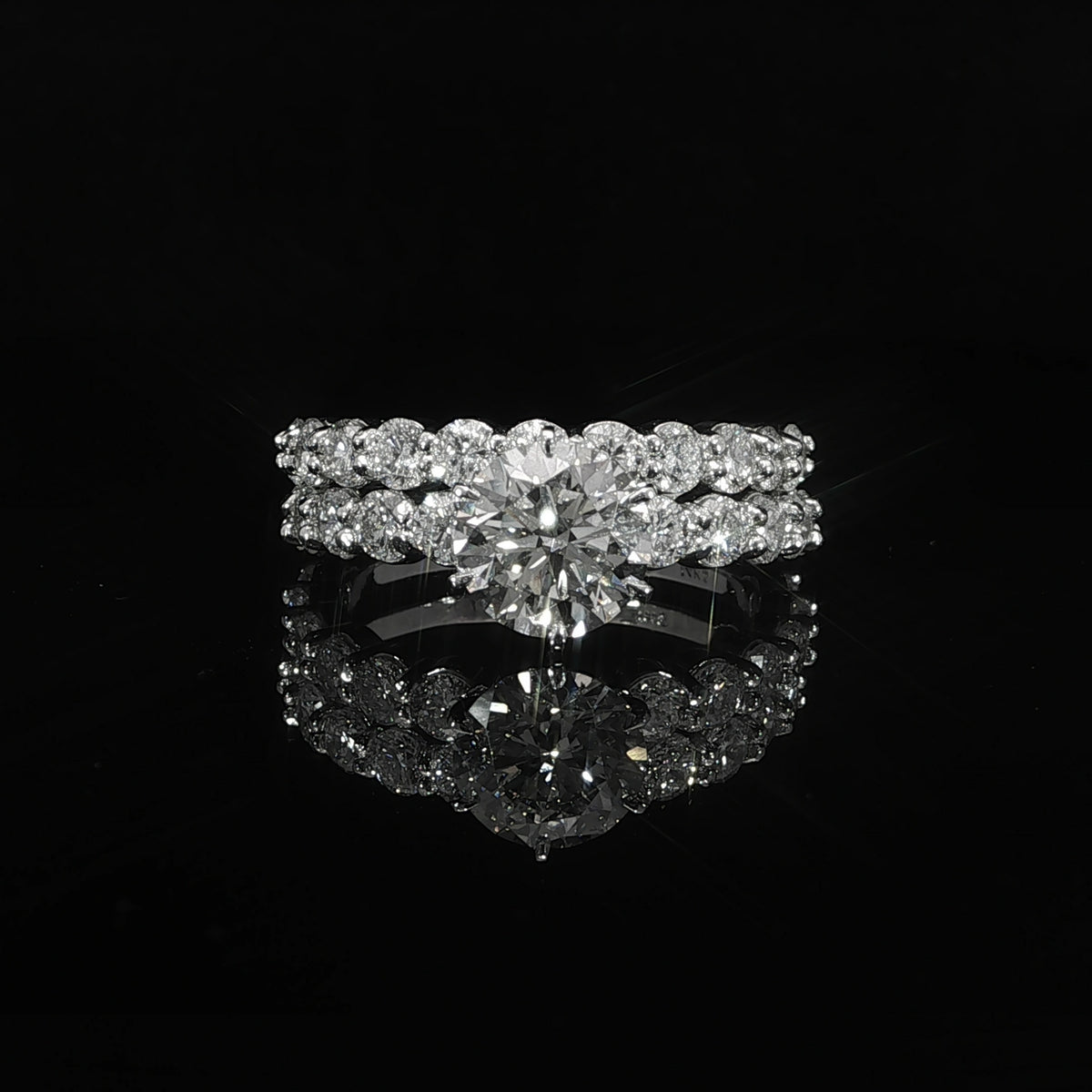 14K white gold 6.04 CTW lab grown diamond wedding set front view