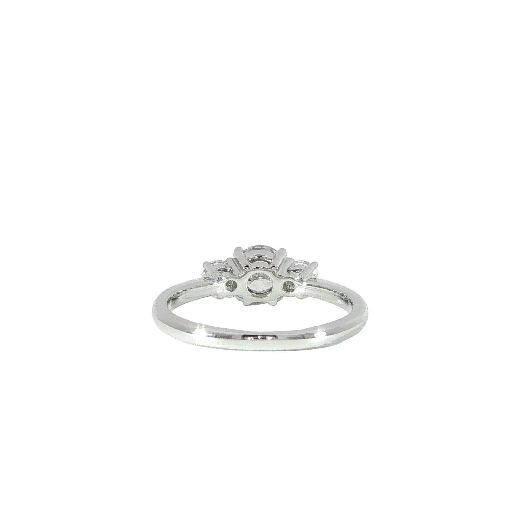 3-stone ring with round lab grown diamonds back