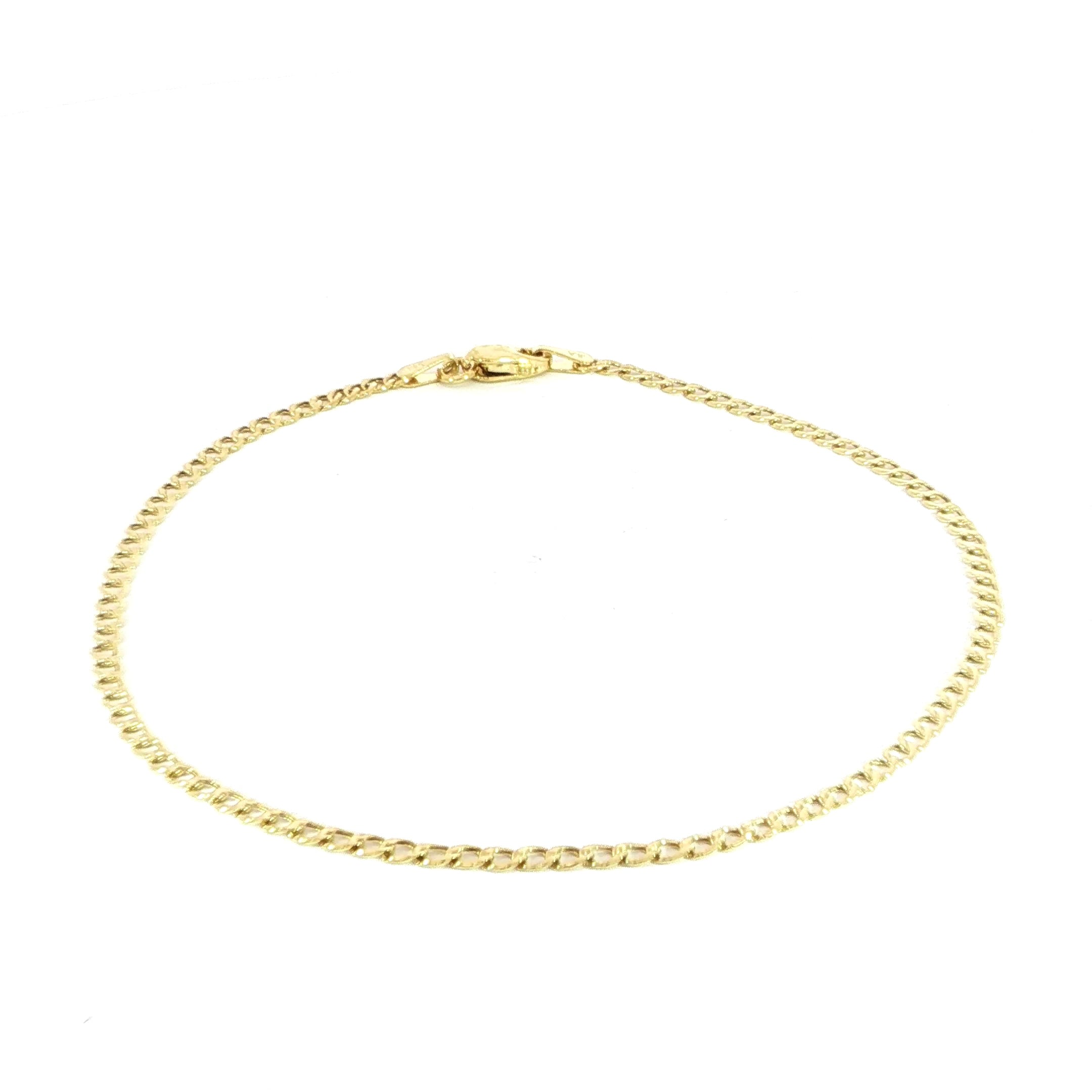 14K yellow gold 2MM Cuban link bracelet