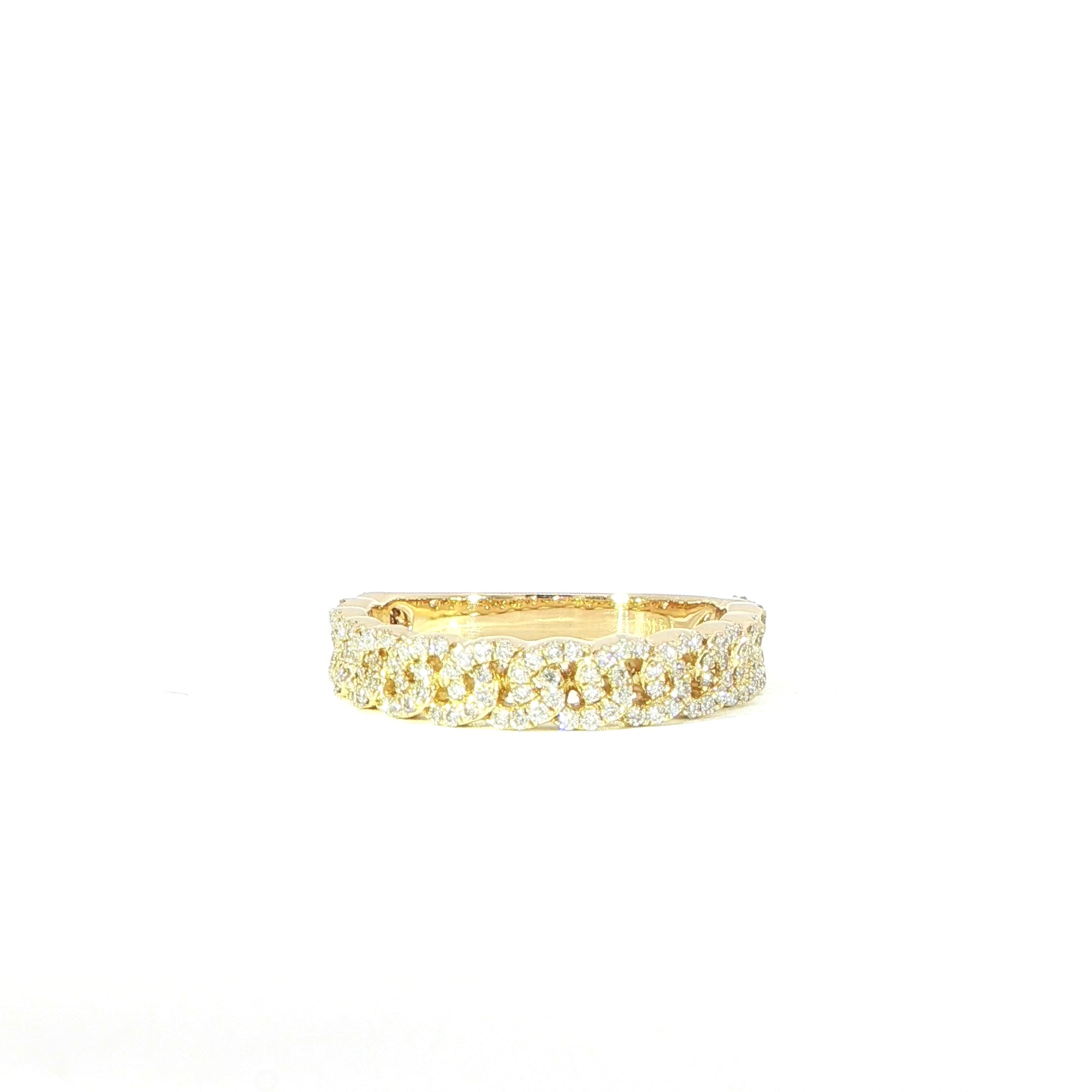 14K gold chain-link pavé diamond band