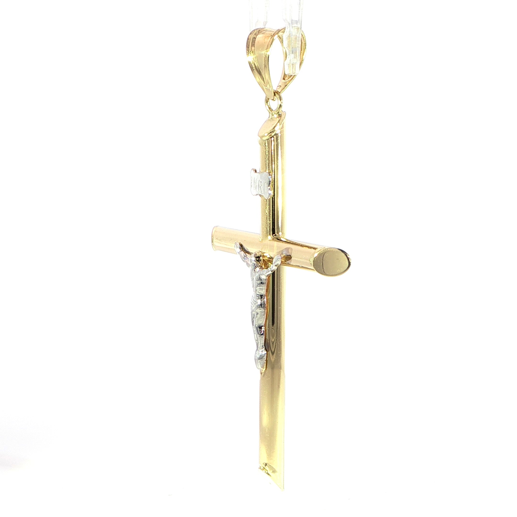 Classic 14K gold crucifix pendant measuring 50MM
