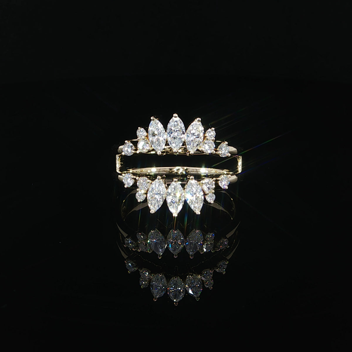 14K yellow gold marquise lab-grown diamond ring enhancer with 1.01 CTW