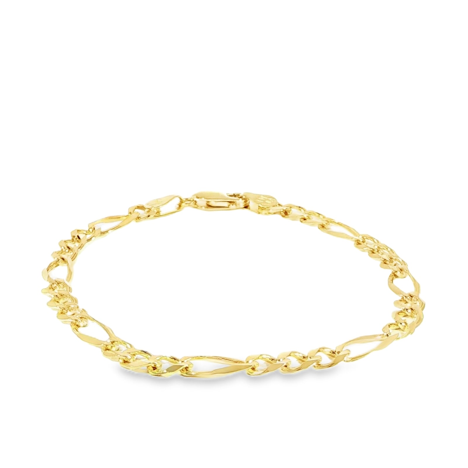 Luxury solid Figaro bracelet in genuine 14K gold